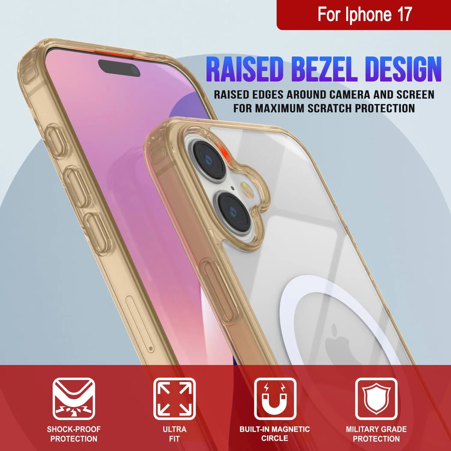 Punkcase iPhone 17 Magnetic Wireless Charging Case [ClearMag Series][Gold]