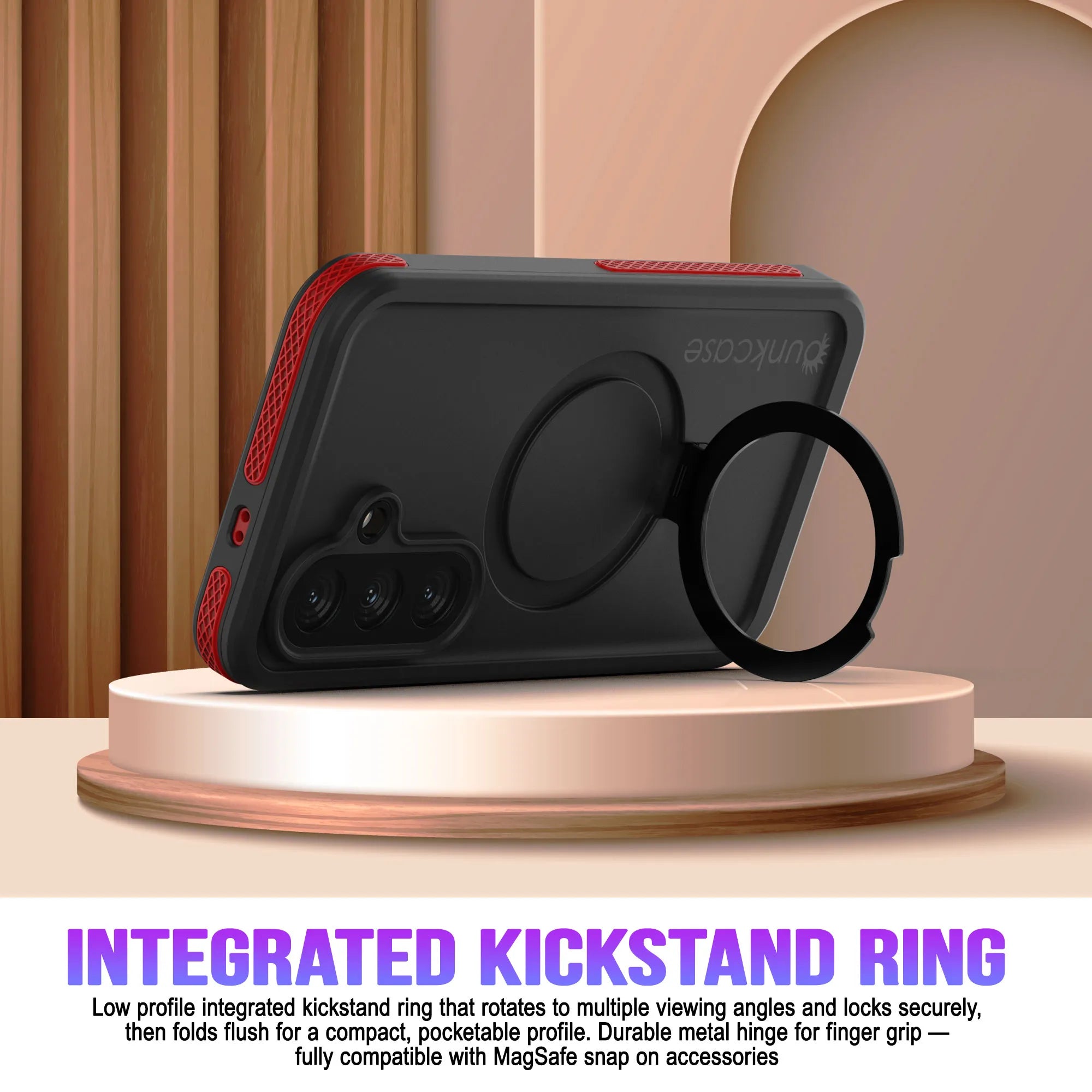 Galaxy S26 Plus Waterproof Case [Kickstud 2.0 Series] Protective IP68 Cover W/Screen Protector & Kickstand [Red]
