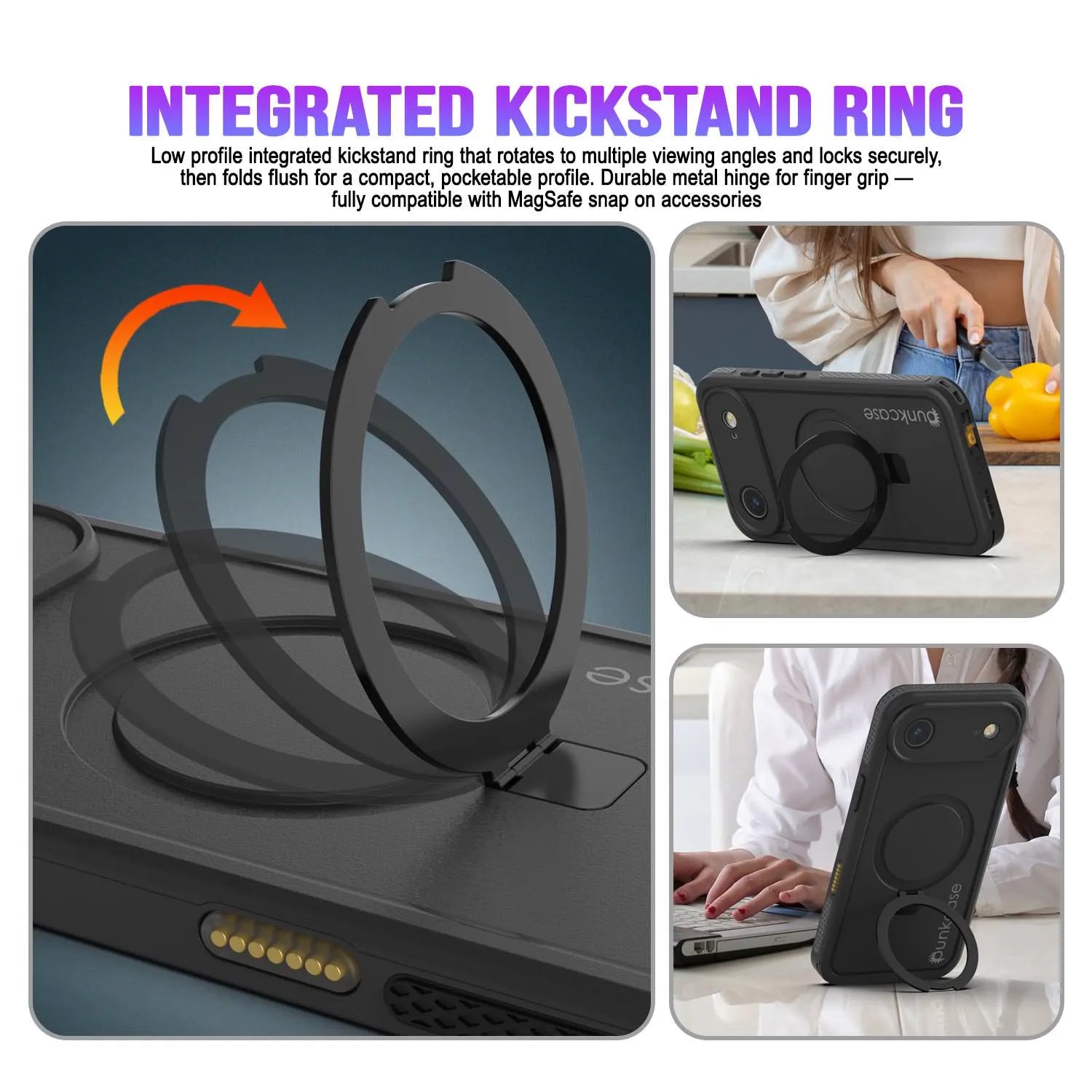 iPhone 17 Air Waterproof Case [Kickstud 2.0 Series] Protective IP68 Cover W/Screen Protector & Kickstand [Black]