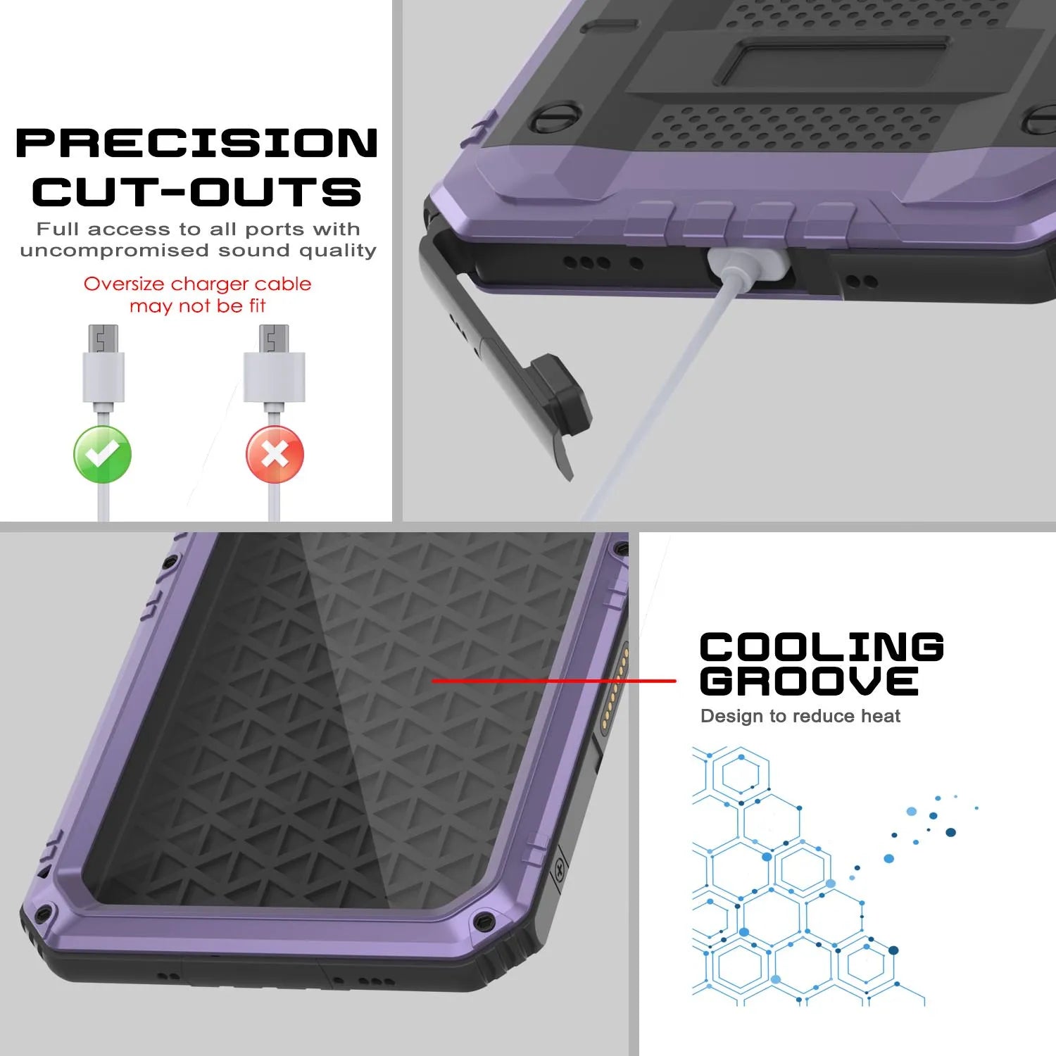 iPhone 16 Pro Metal Extreme 3.0 Series Aluminum Waterproof Case IP68 W/Buillt in Screen Protector & Kickstand [Purple]