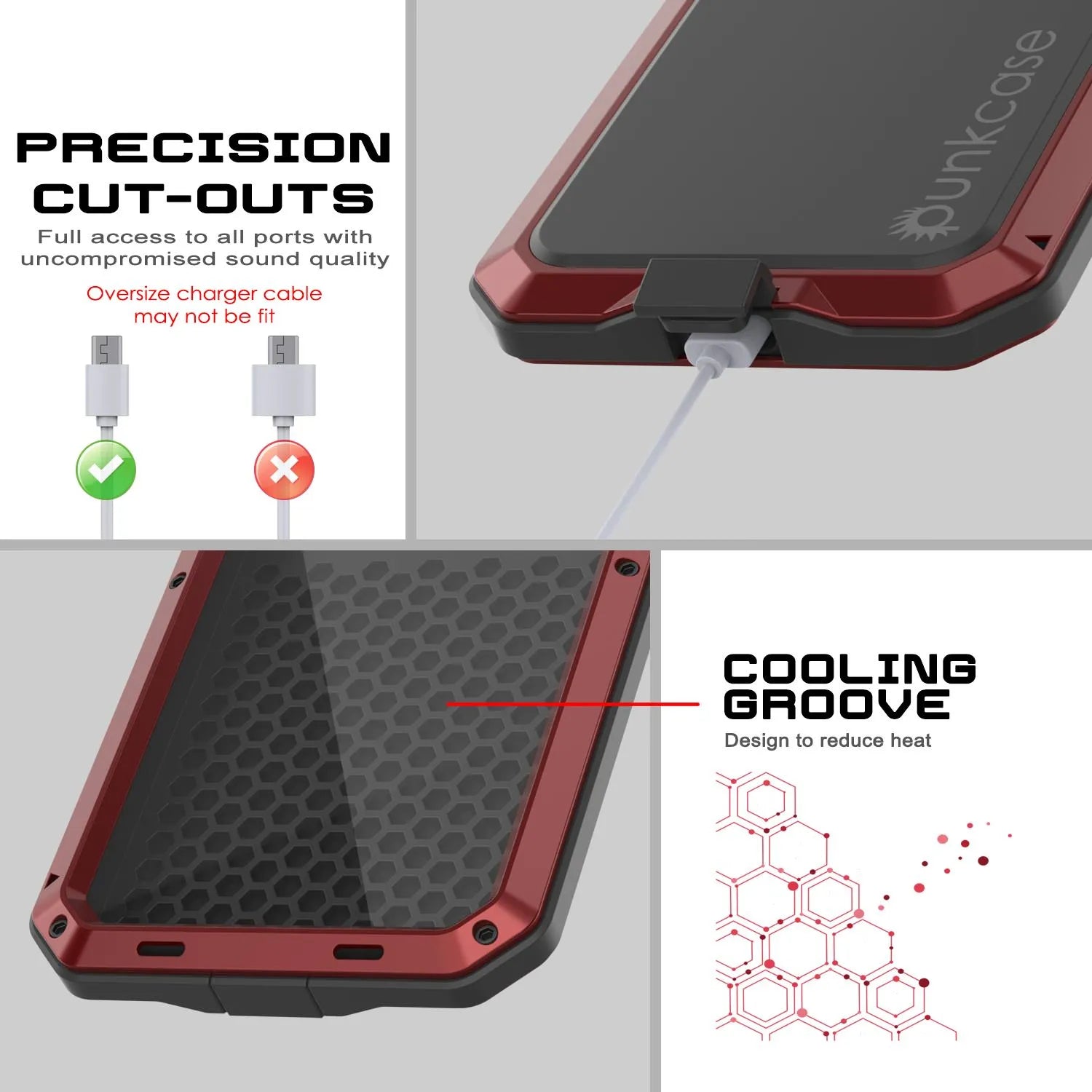 iPhone 17 Air Metal Case, Heavy Duty Military Grade Armor Cover [shock proof] Full Body Hard [Red]