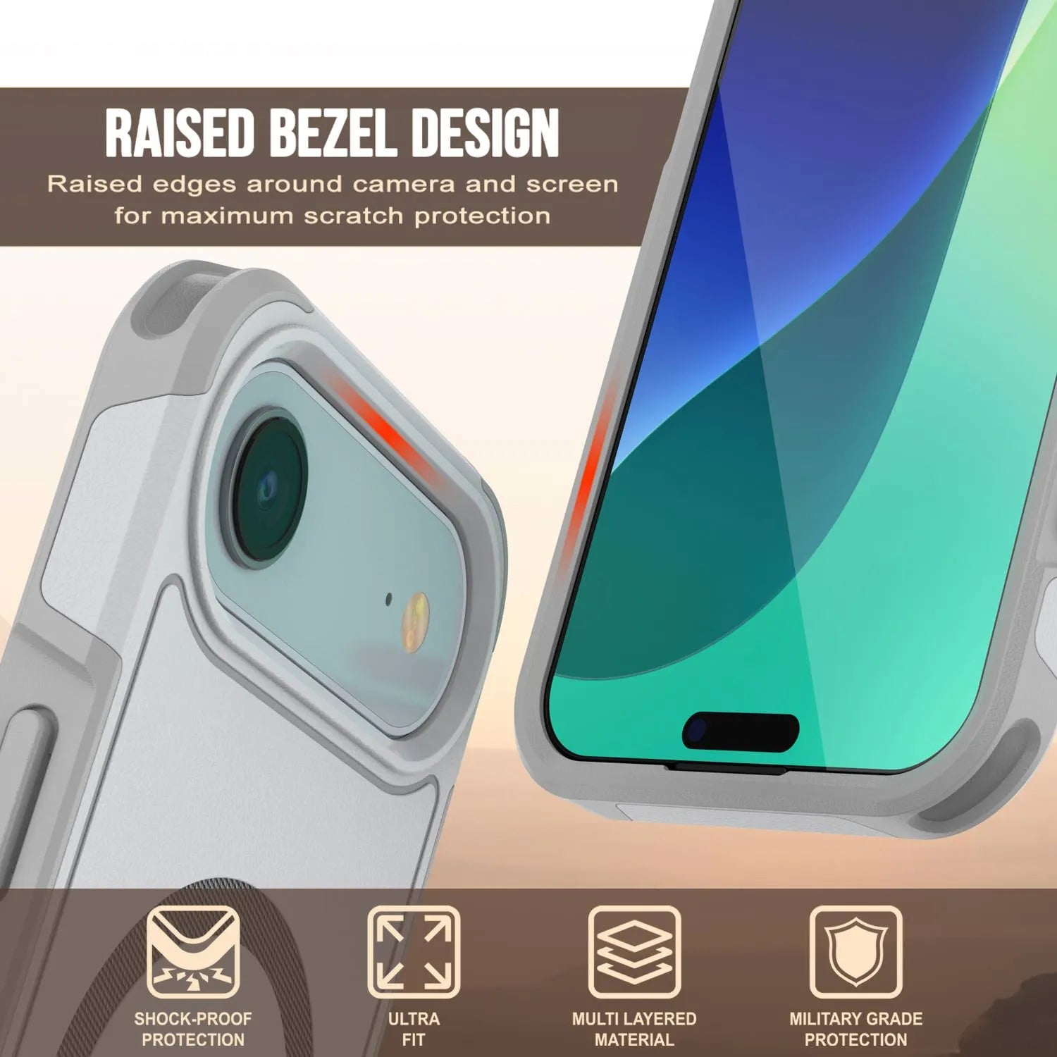 PunkCase iPhone 17 Air Case, [Spartan 2.0 Series] Clear Rugged Heavy Duty Cover W/Built in Screen Protector [white]