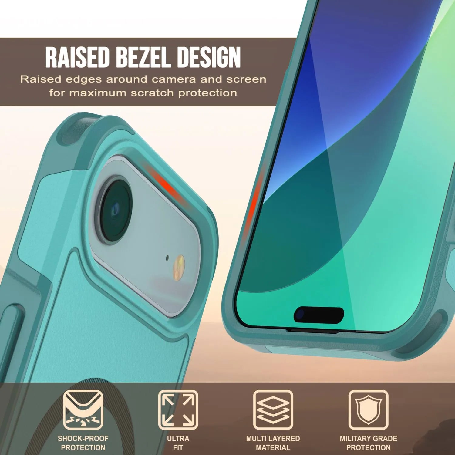 PunkCase iPhone 17 Air Case, [Spartan 2.0 Series] Clear Rugged Heavy Duty Cover W/Built in Screen Protector [Blue]