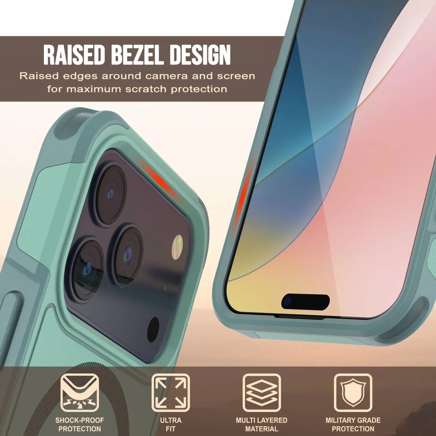 PunkCase iPhone 17 Pro Max Case, [Spartan 2.0 Series] Clear Rugged Heavy Duty Cover W/Built in Screen Protector [teal]