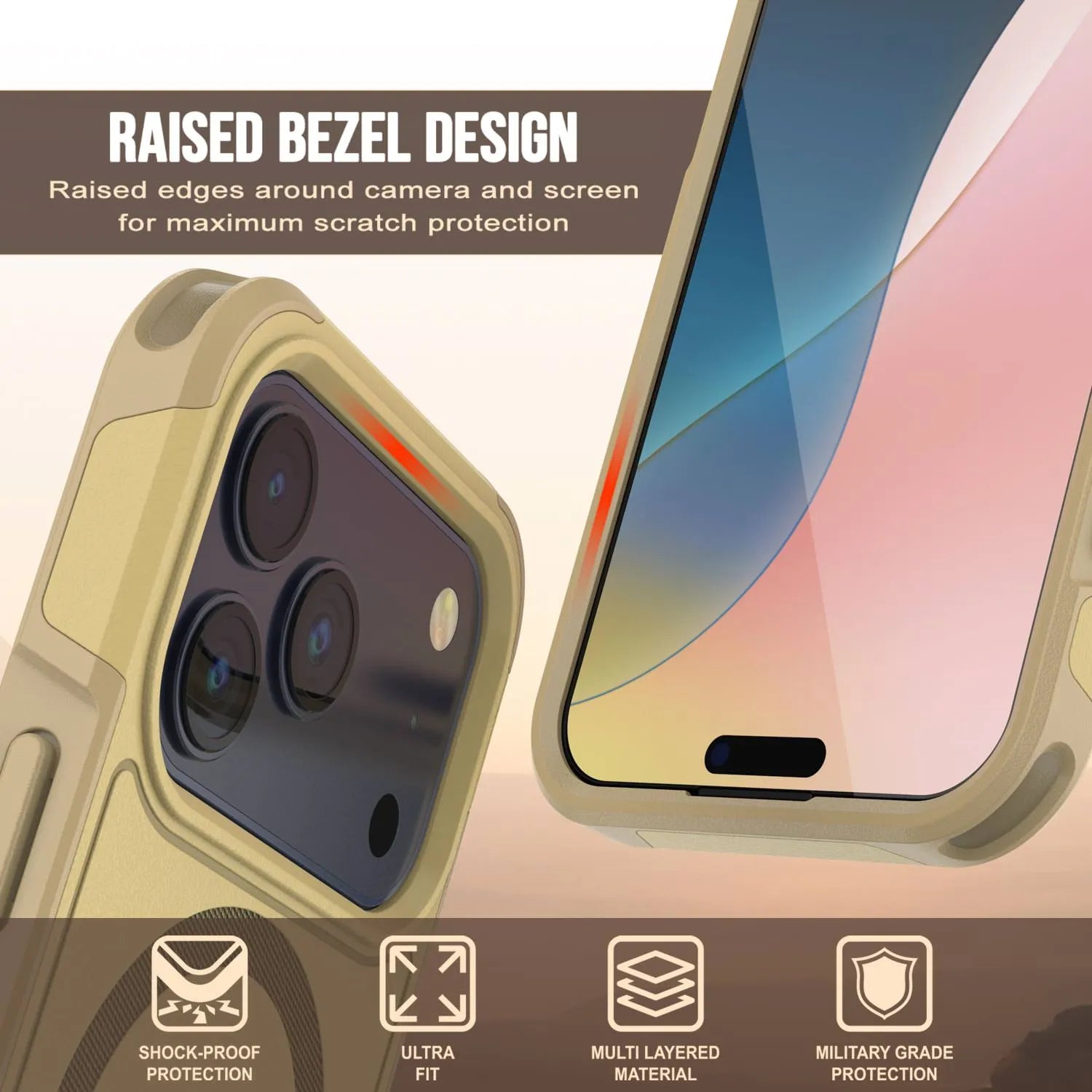 PunkCase iPhone 17 Pro Max Case, [Spartan 2.0 Series] Clear Rugged Heavy Duty Cover W/Built in Screen Protector [yellow]