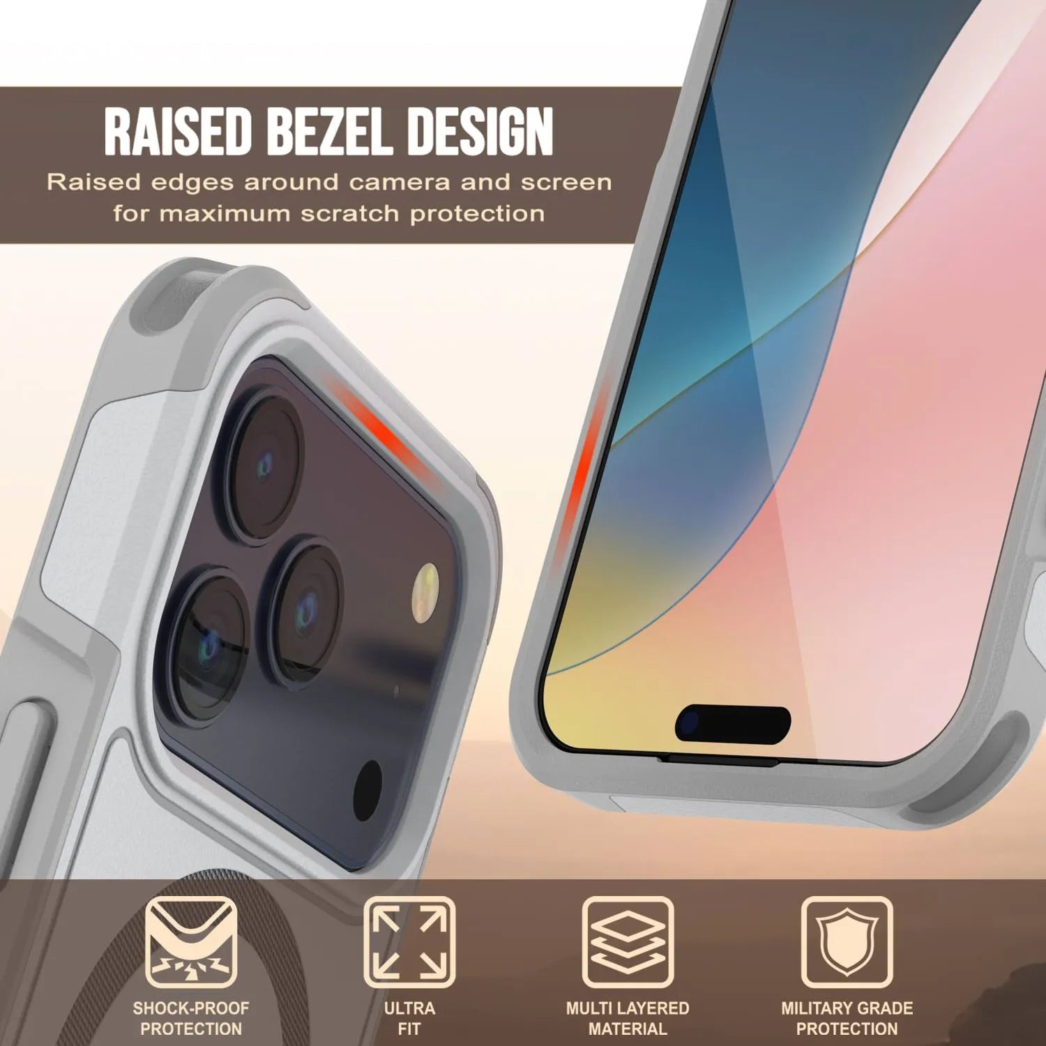 PunkCase iPhone 17 Pro Max Case, [Spartan 2.0 Series] Clear Rugged Heavy Duty Cover W/Built in Screen Protector [white]