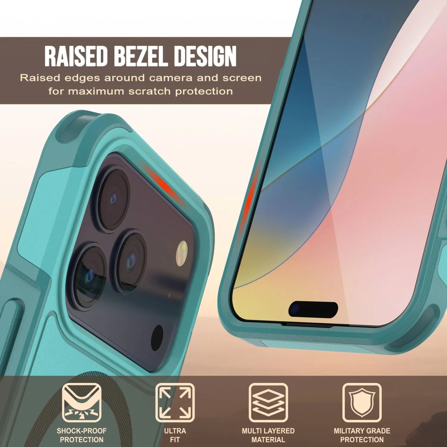 PunkCase iPhone 17 Pro Case, [Spartan 2.0 Series] Clear Rugged Heavy Duty Cover W/Built in Screen Protector [Blue]