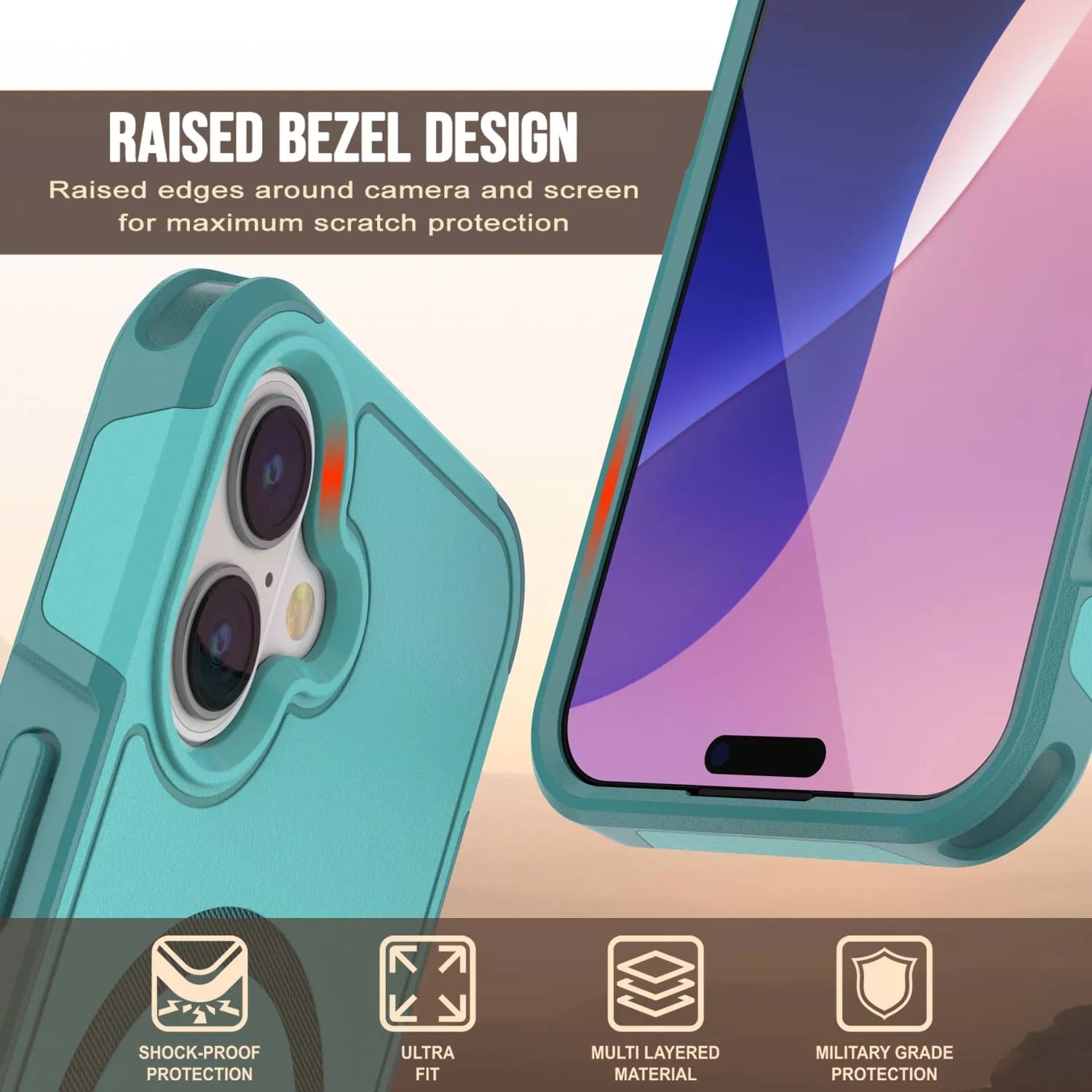 PunkCase iPhone 17 Case, [Spartan 2.0 Series] Clear Rugged Heavy Duty Cover W/Built in Screen Protector [Blue]