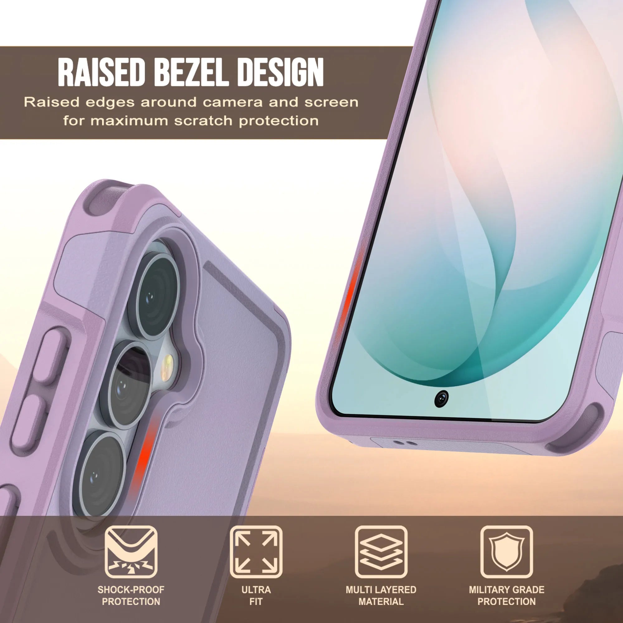 PunkCase Galaxy S26+ Plus Case, [Spartan 2.0 Series] Clear Rugged Heavy Duty Cover [Lilac]