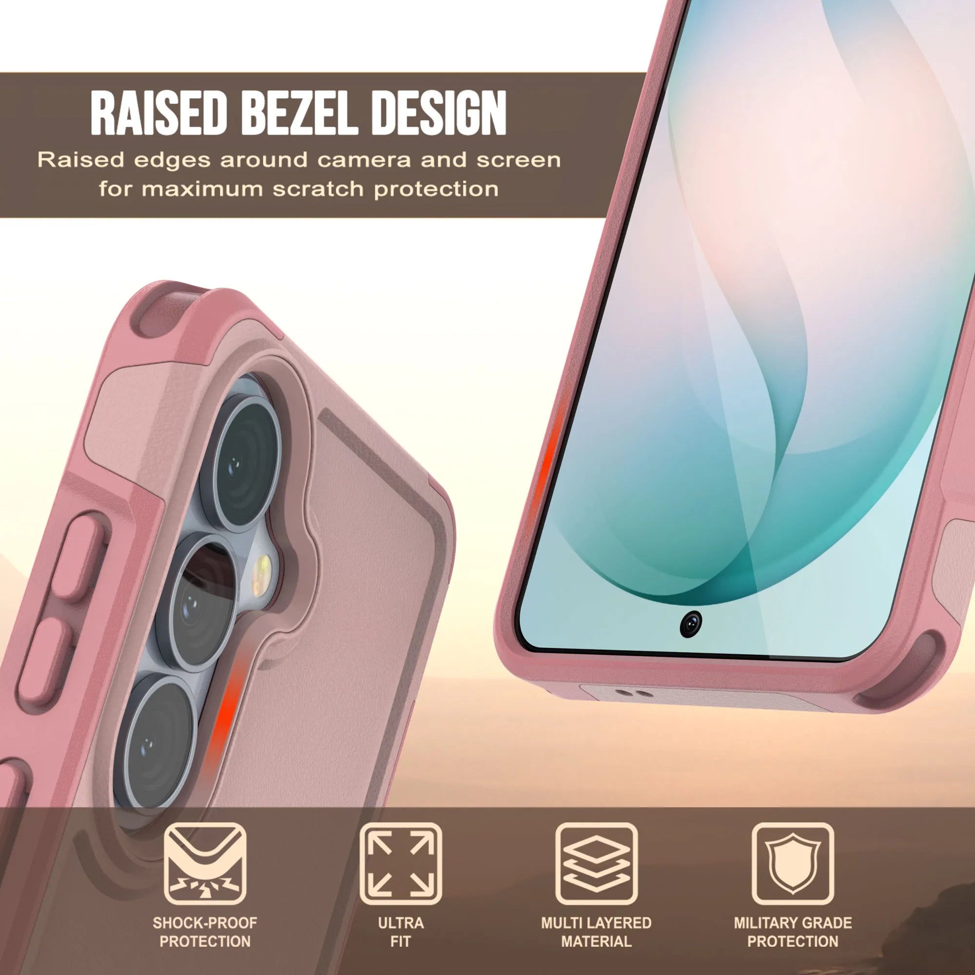 PunkCase Galaxy S26+ Plus Case, [Spartan 2.0 Series] Clear Rugged Heavy Duty Cover [Pink]