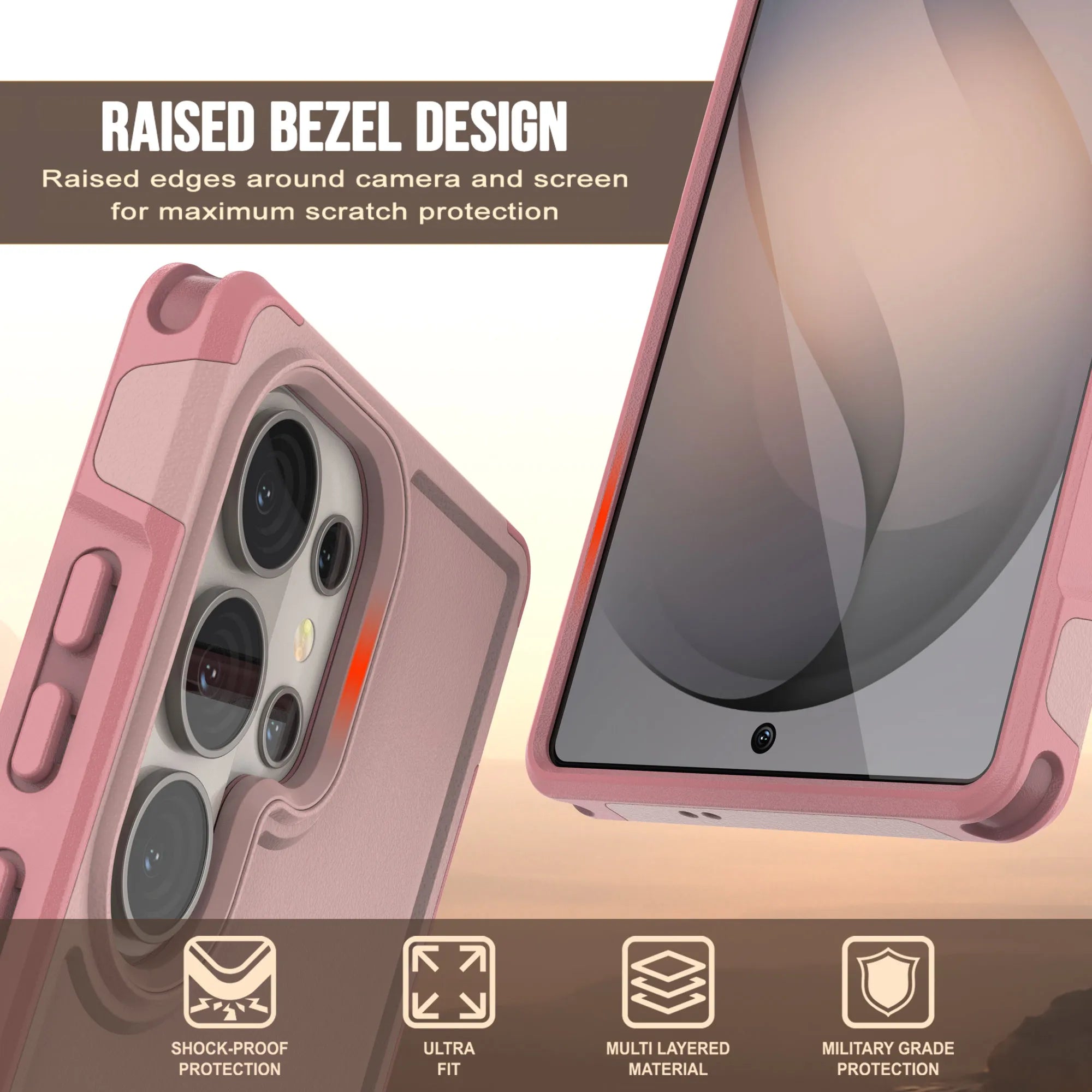 PunkCase Galaxy S26 Ultra Case, [Spartan 2.0 Series] Clear Rugged Heavy Duty Cover [Pink]