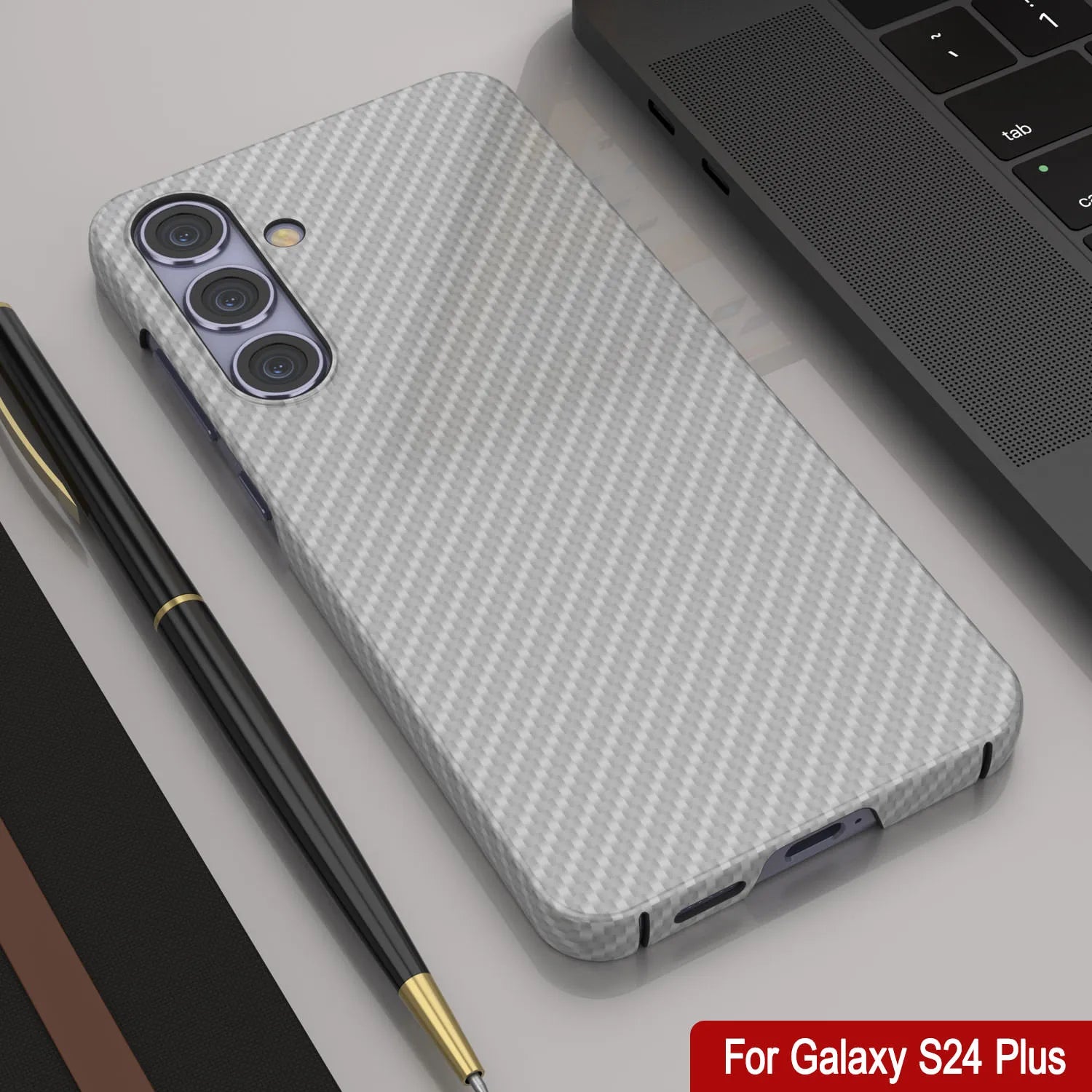 Galaxy S24 Plus Case, Punkcase CarbonShield, Heavy Duty & Ultra Thin Cover [shockproof][non slip] [White]
