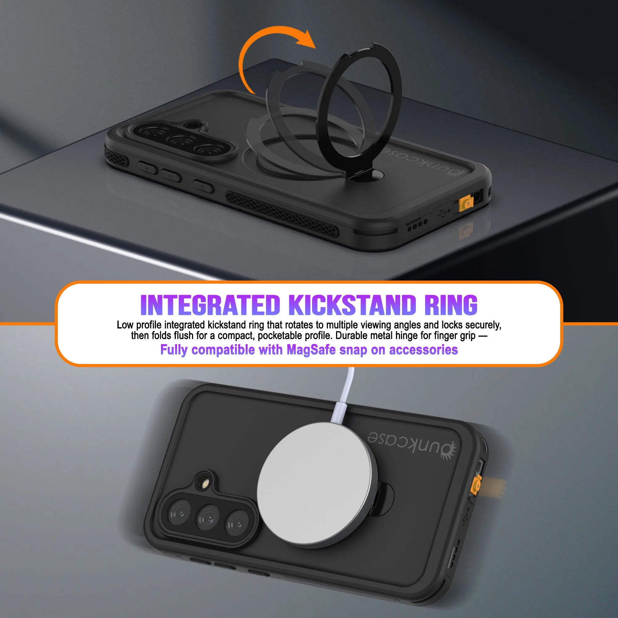 Galaxy S26 Plus Waterproof Case [Kickstud 2.0 Series] Protective IP68 Cover W/Screen Protector & Kickstand [Black]