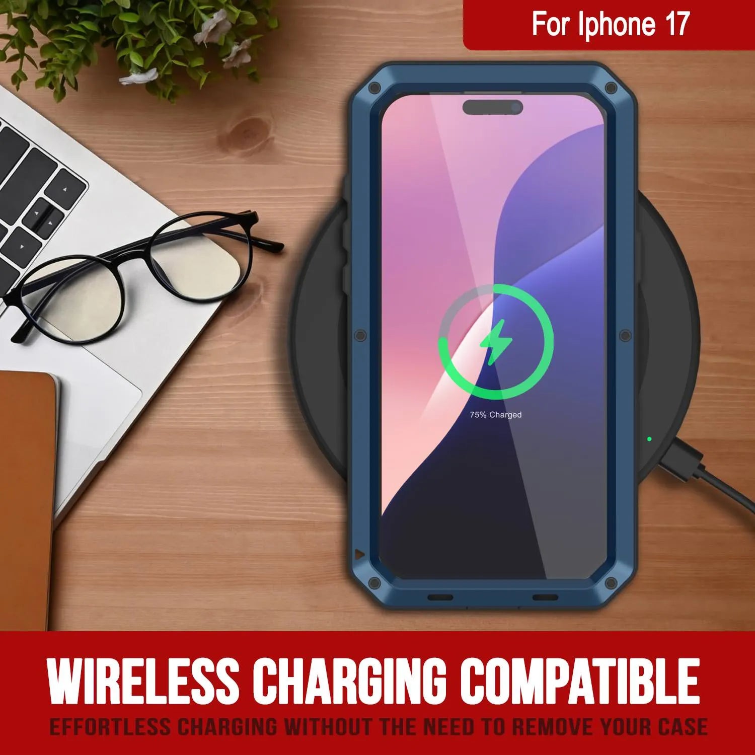 iPhone 17 Metal Case, Heavy Duty Military Grade Armor Cover [shock proof] Full Body Hard [Blue]