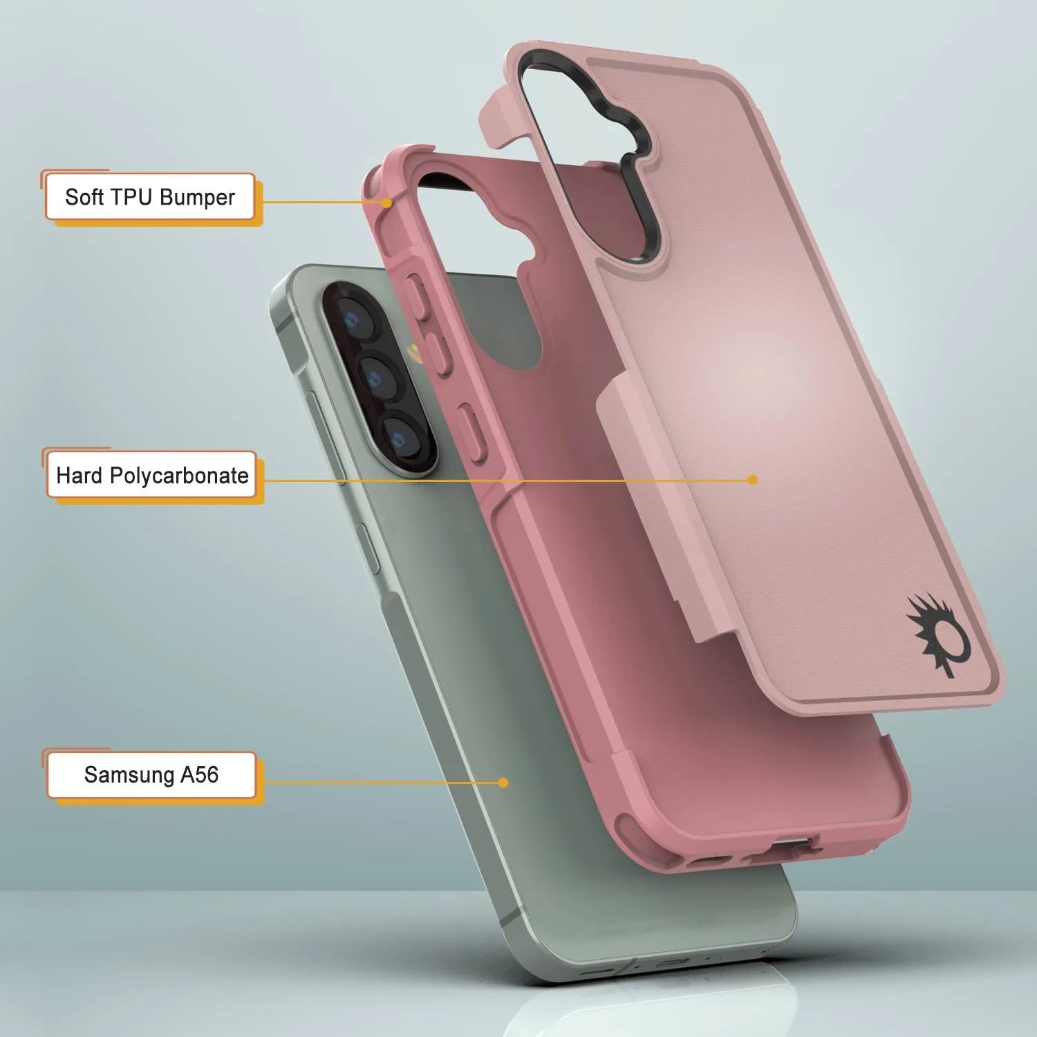 PunkCase Galaxy A56 Case, [Spartan 2.0 Series] Clear Rugged Heavy Duty Cover [Pink]
