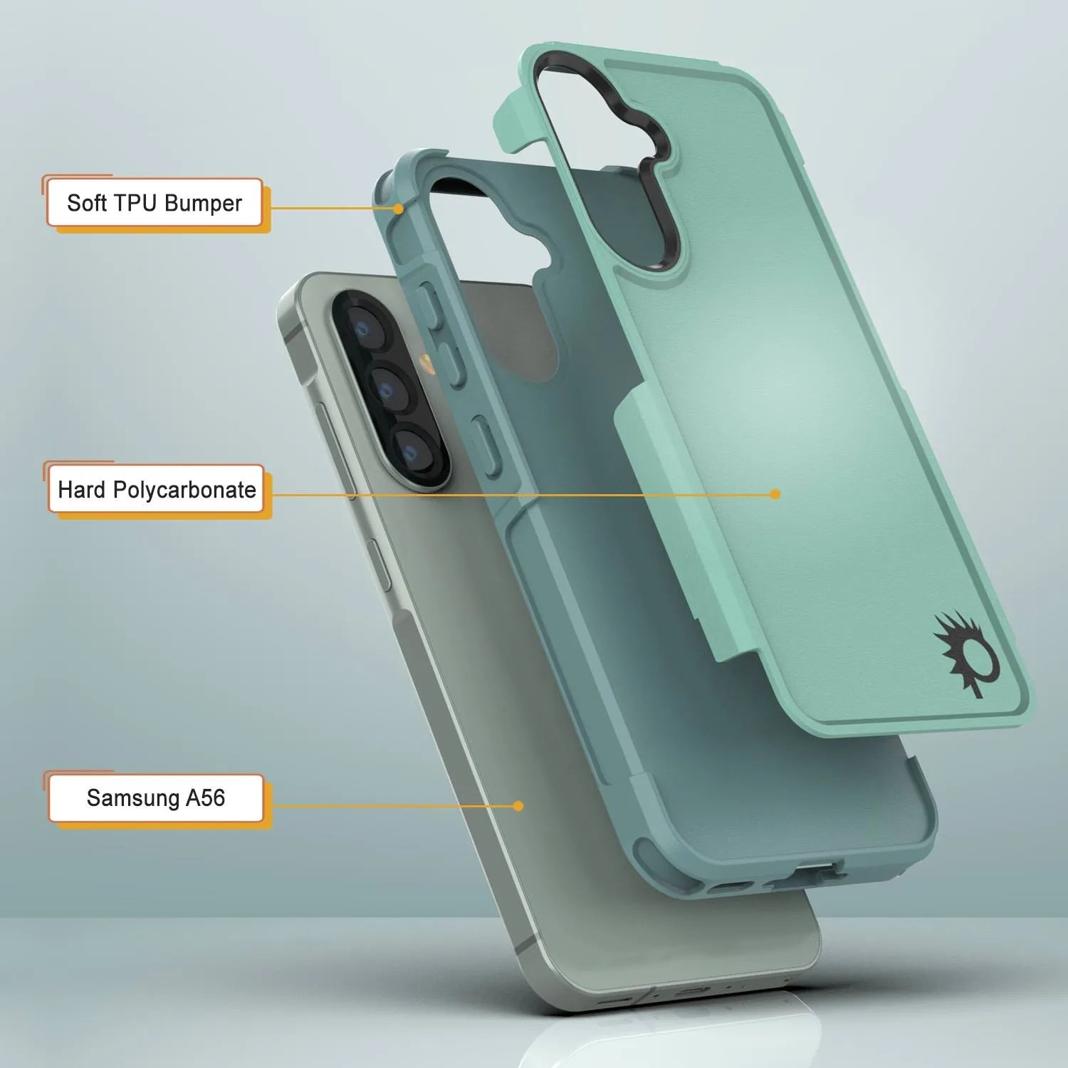 PunkCase Galaxy A56 Case, [Spartan 2.0 Series] Clear Rugged Heavy Duty Cover [Teal]