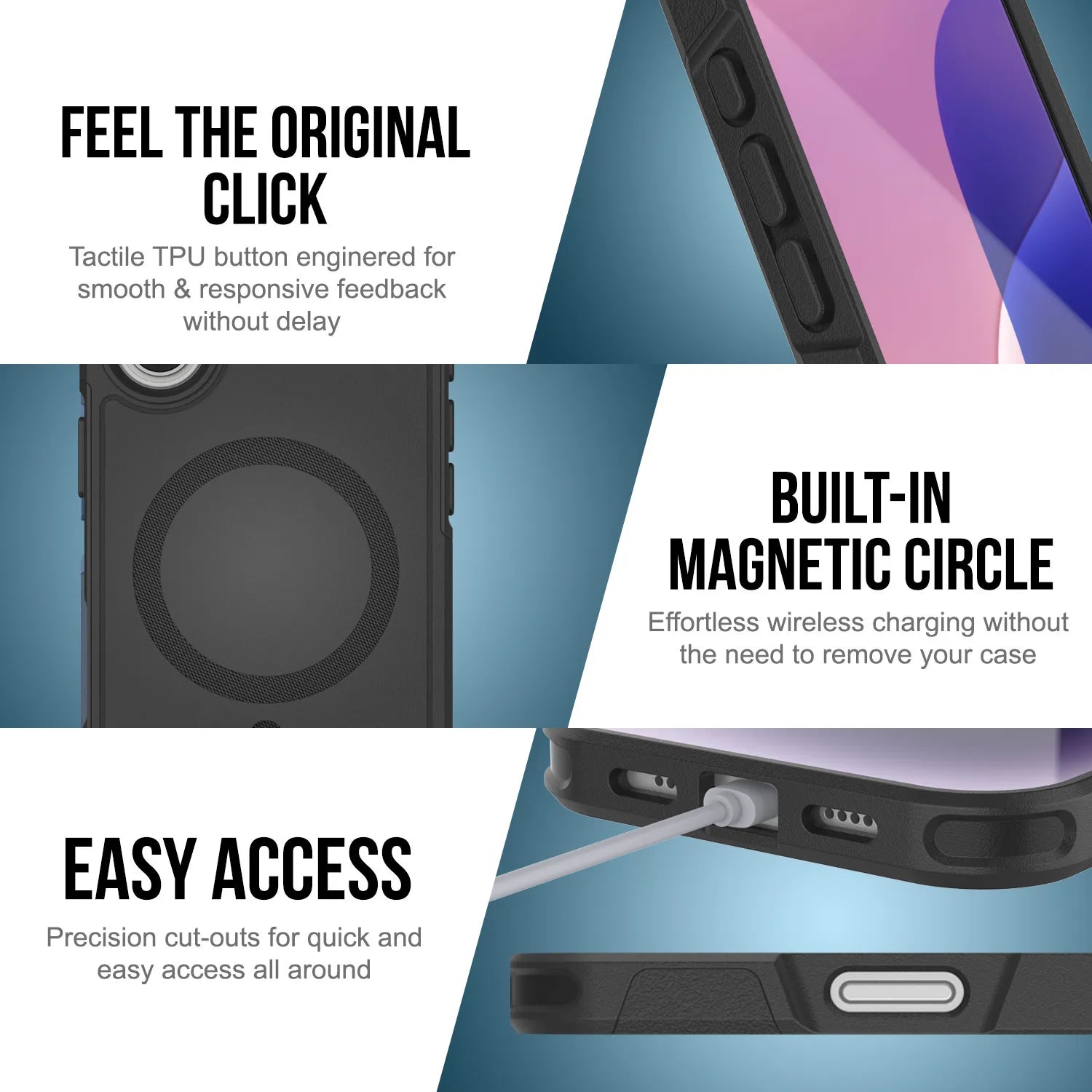 PunkCase iPhone 17 Case, [Spartan 2.0 Series] Clear Rugged Heavy Duty Cover W/Built in Screen Protector [Blue]