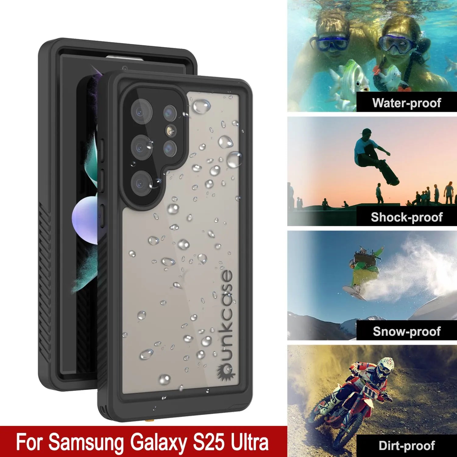 Galaxy S25 Ultra Waterproof Case PunkCase StudStar Clear Thin 6.6ft Underwater IP68 Shock/Snow Proof