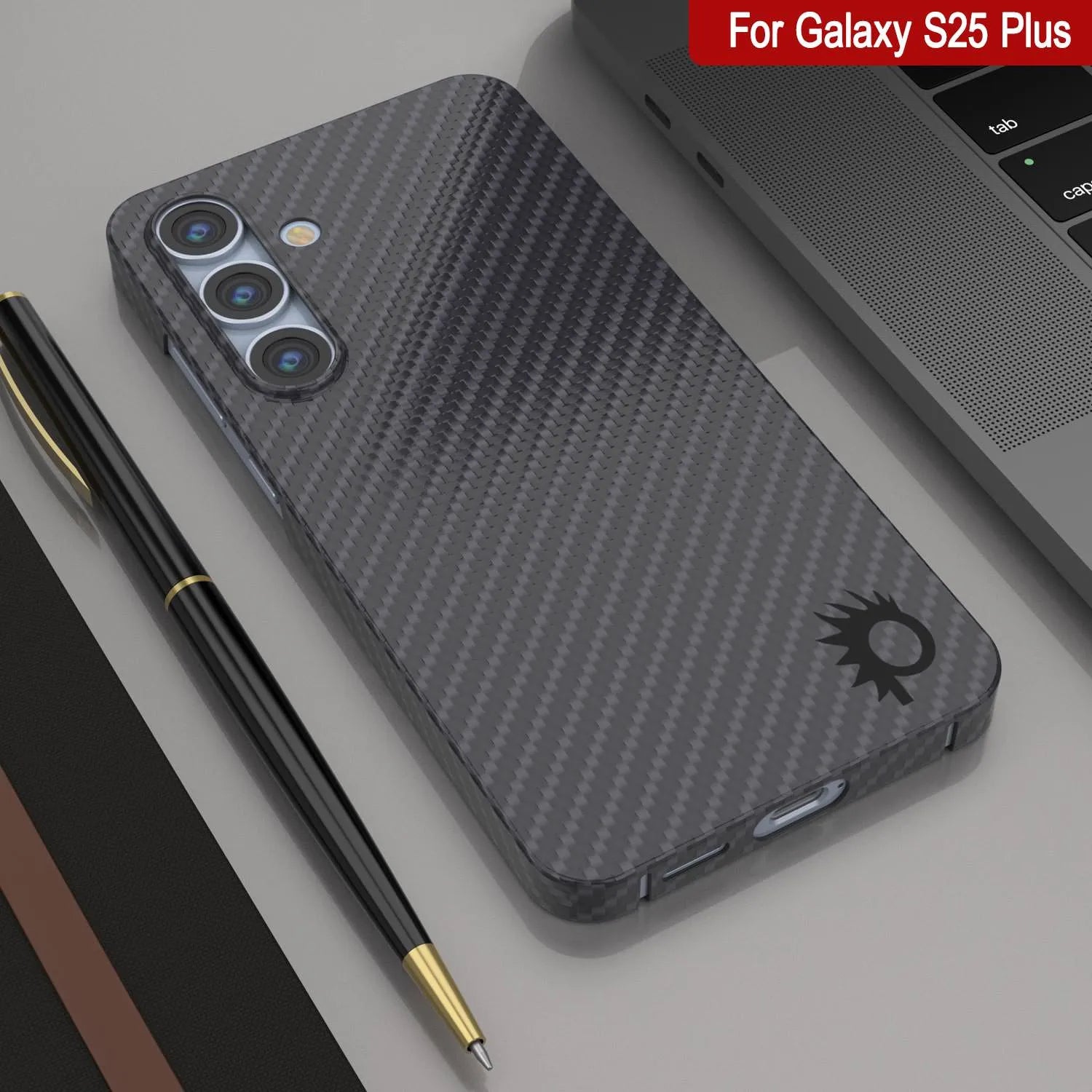 Punkcase Galaxy S25 Plus Carbon Fiber Case [AramidShield Series] Ultra Slim & Light Kevlar [Black]