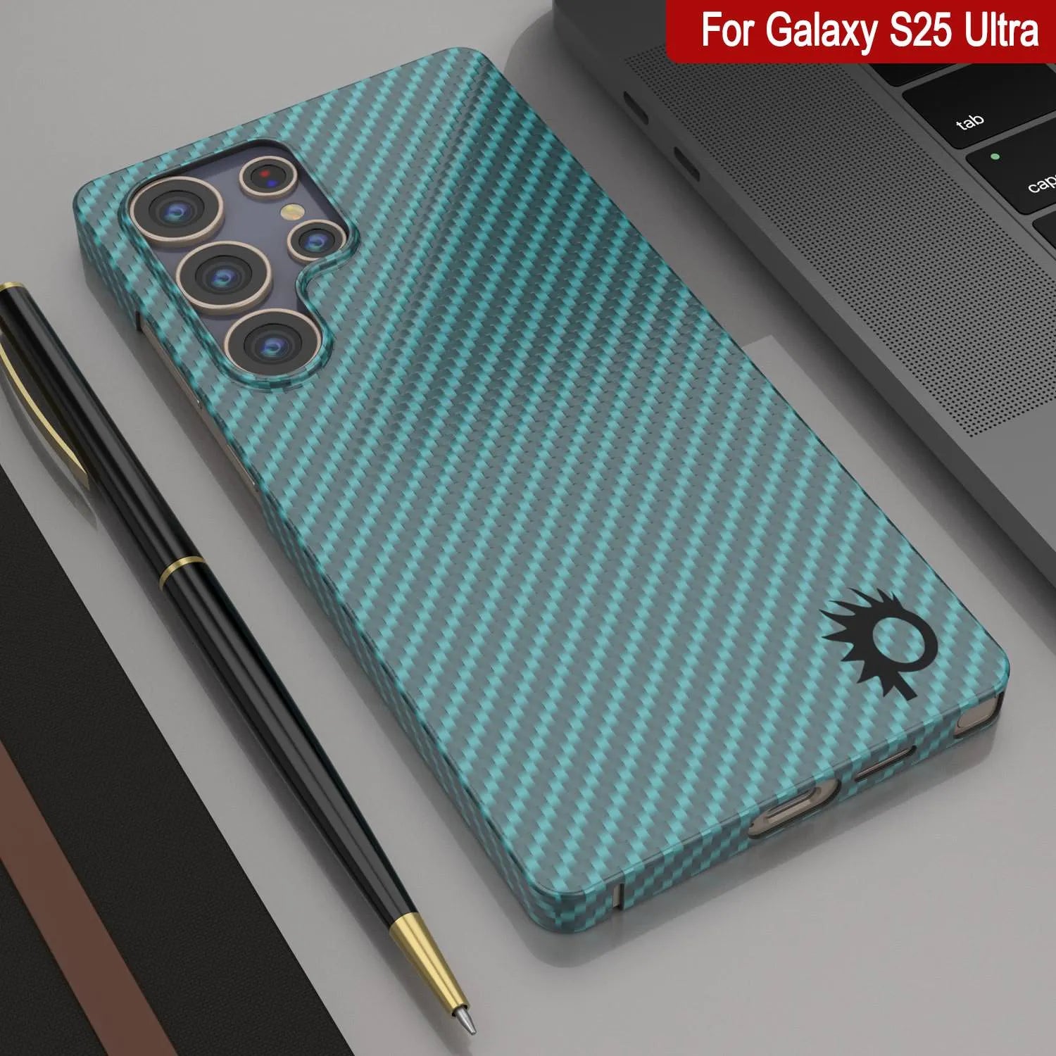 Punkcase Galaxy S25 Ultra Carbon Fiber Case [AramidShield Series] Ultra Slim & Light Kevlar [Teal]