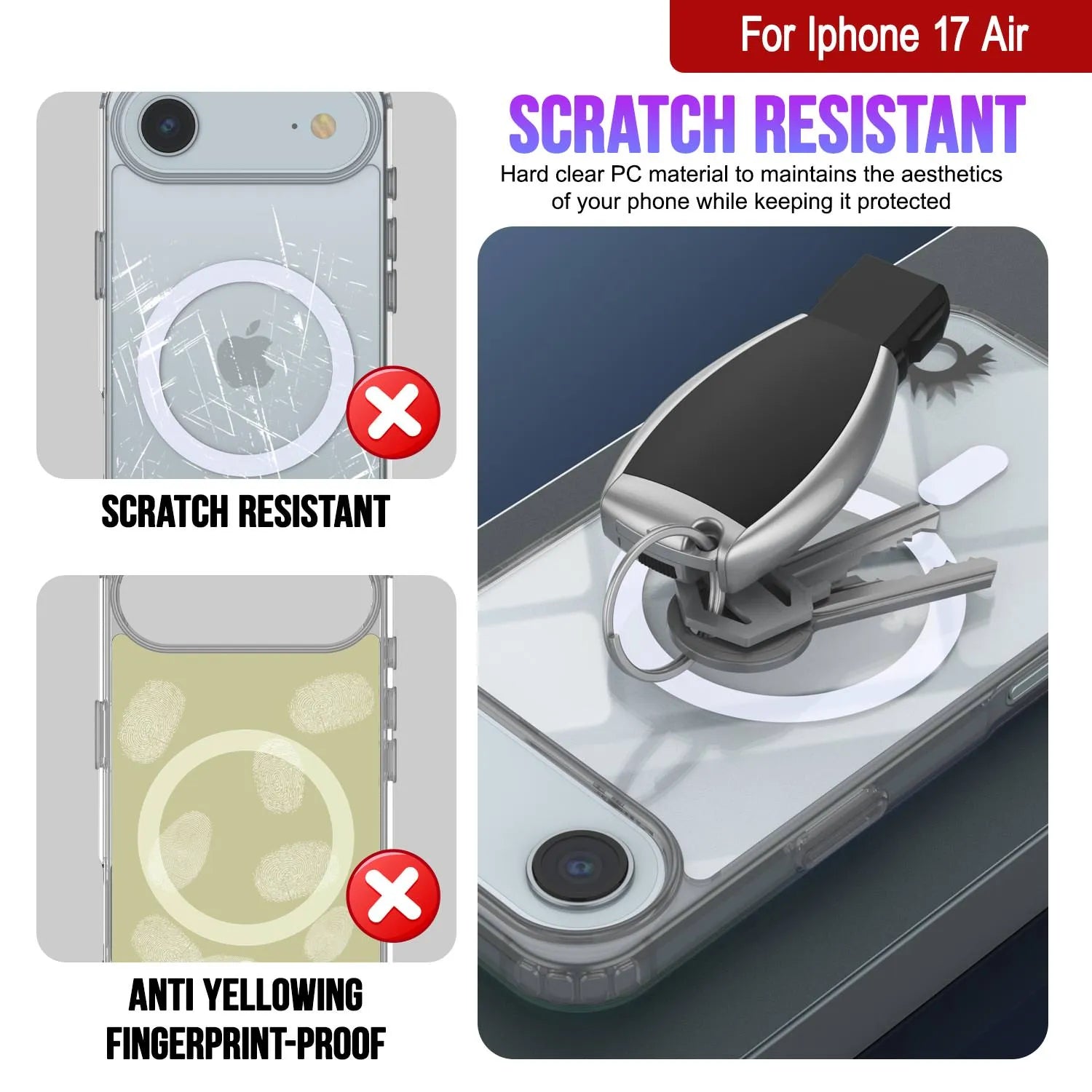 Punkcase iPhone 17 Air Magnetic Wireless Charging Case [ClearMag Series][Silver]