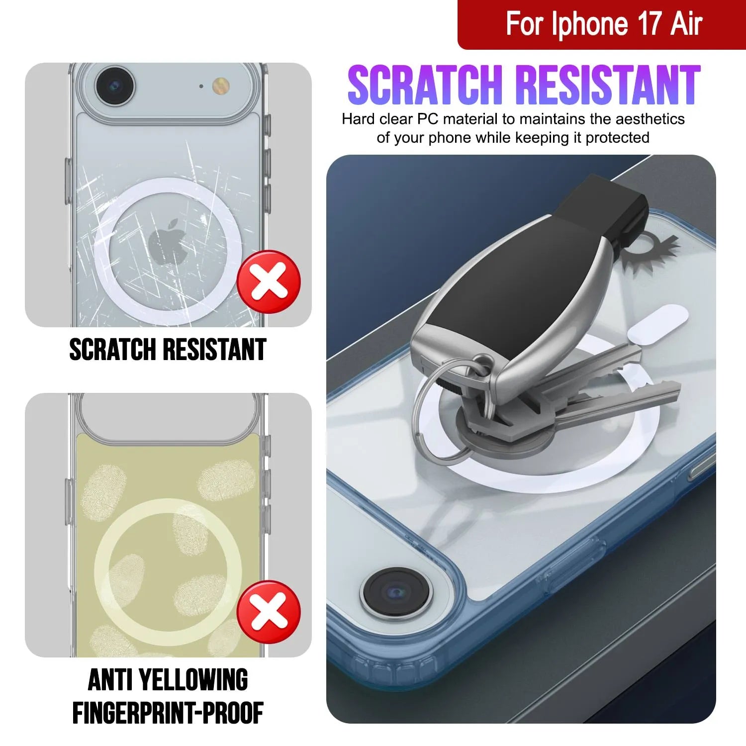 Punkcase iPhone 17 Air Magnetic Wireless Charging Case [ClearMag Series][Navy]