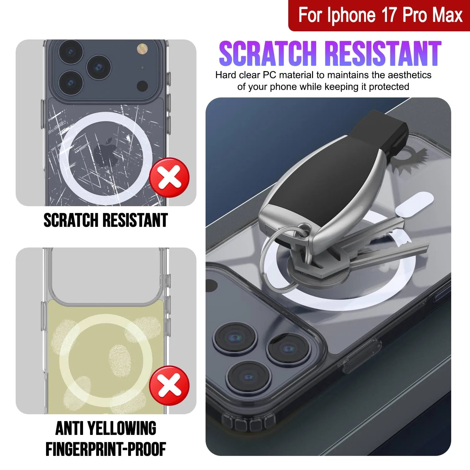 Punkcase iPhone 17 Pro Max Magnetic Wireless Charging Case [ClearMag Series][Black]