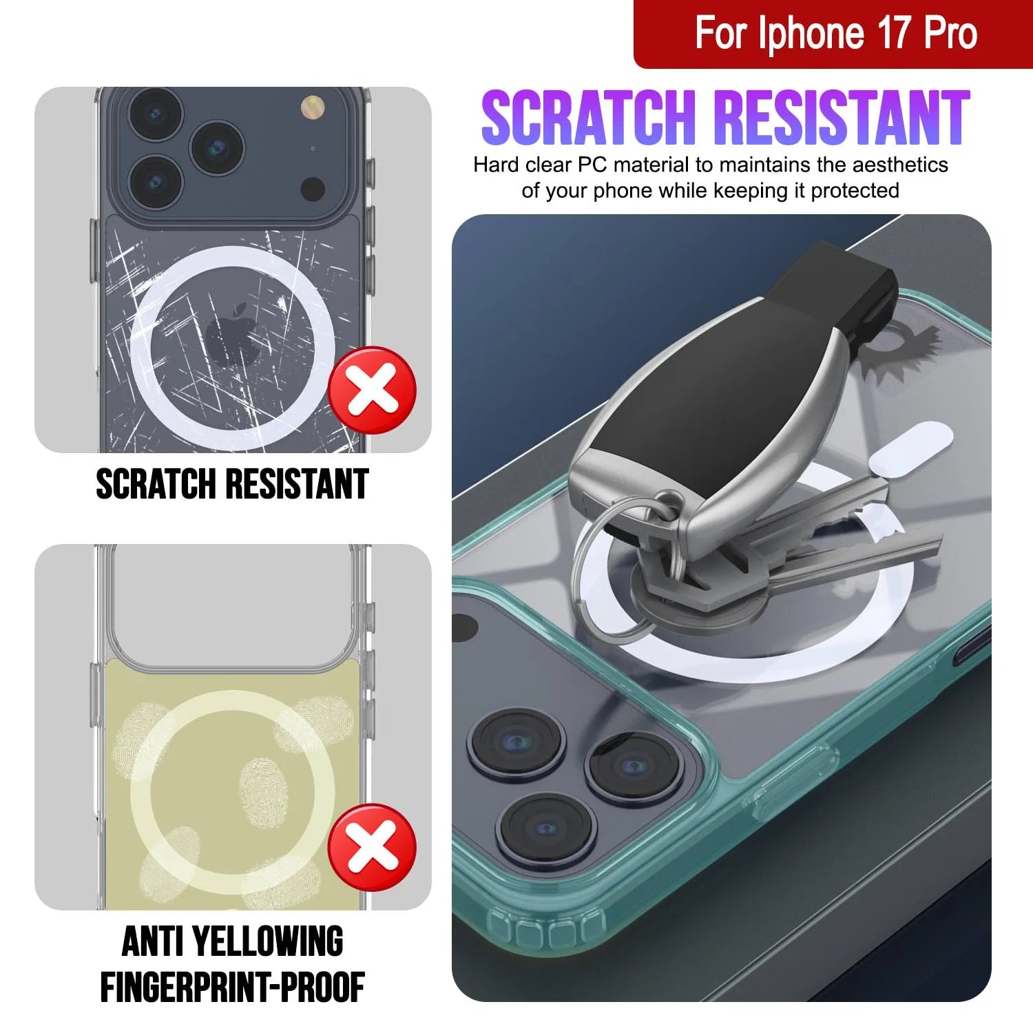 Punkcase iPhone 17 Pro Magnetic Wireless Charging Case [ClearMag Series][Teal]