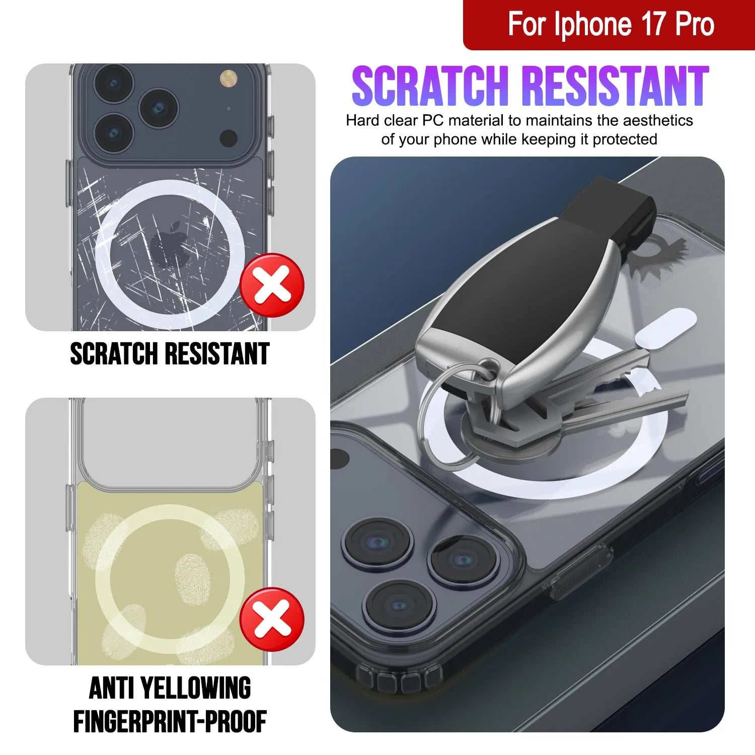 Punkcase iPhone 17 Pro Magnetic Wireless Charging Case [ClearMag Series][Black]