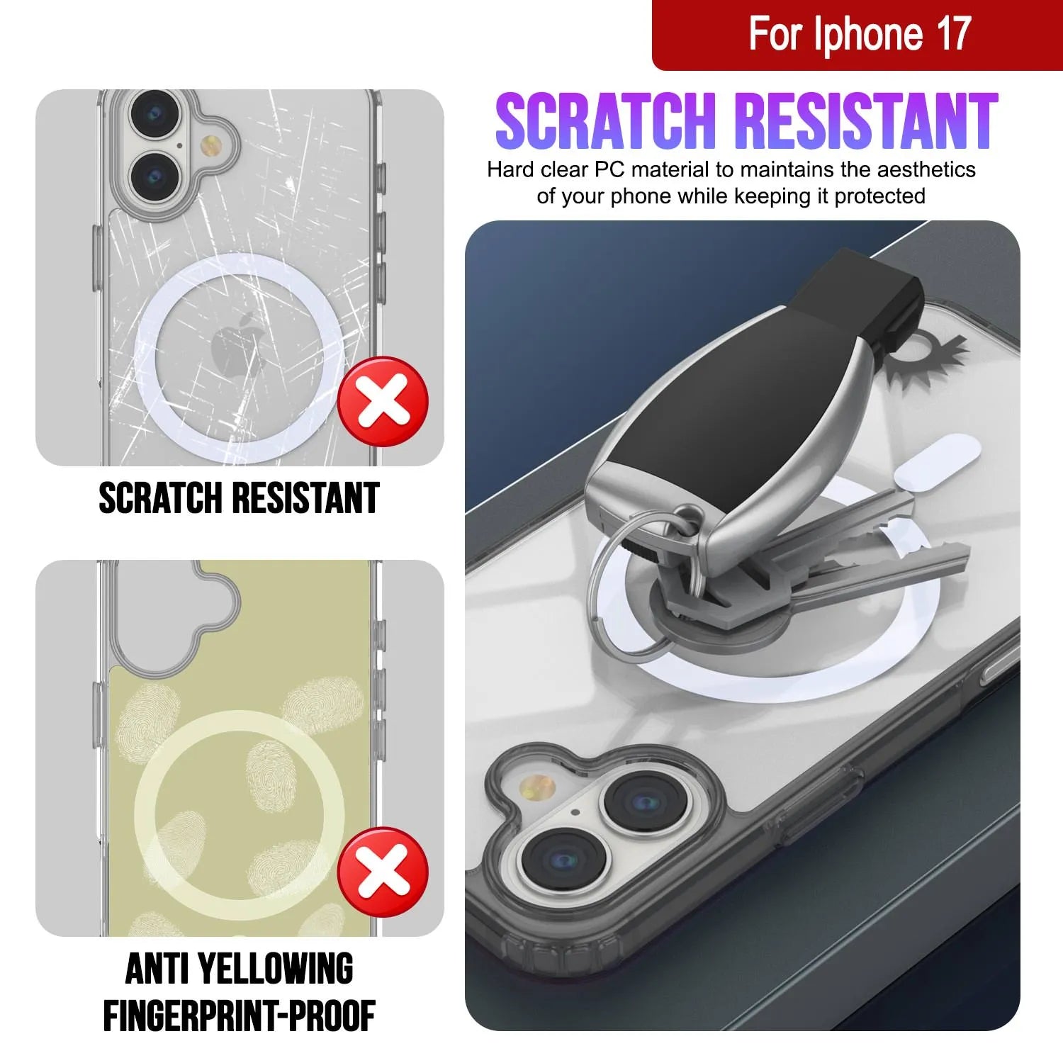 Punkcase iPhone 17 Magnetic Wireless Charging Case [ClearMag Series][Black]