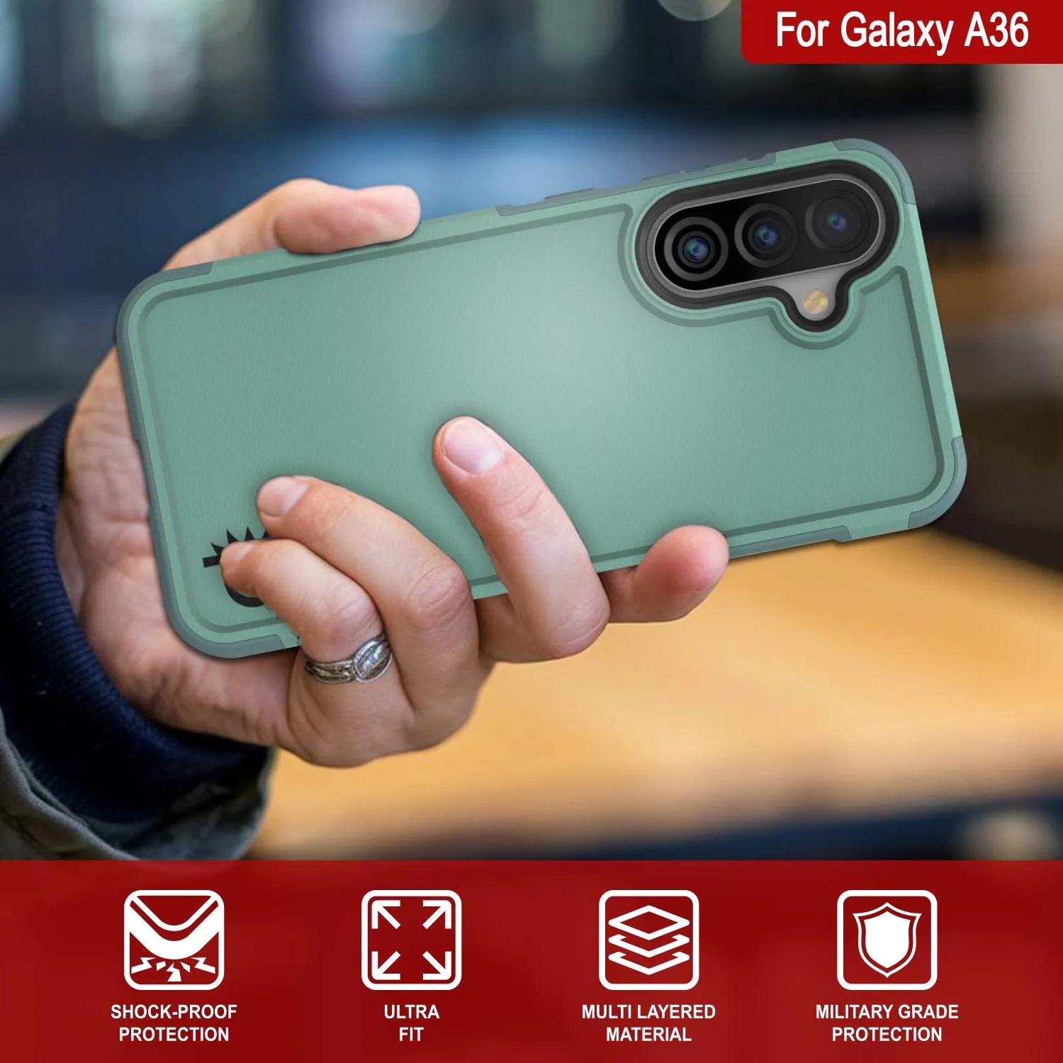 PunkCase Galaxy A36 Case, [Spartan 2.0 Series] Clear Rugged Heavy Duty Cover [Teal]