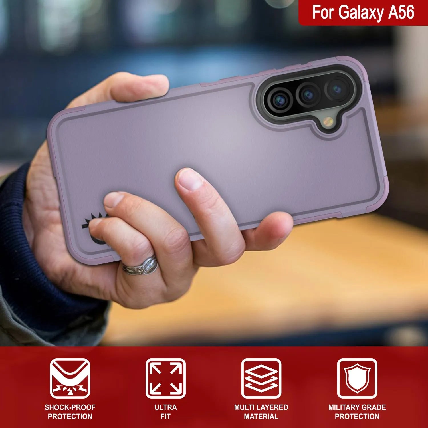 PunkCase Galaxy A56 Case, [Spartan 2.0 Series] Clear Rugged Heavy Duty Cover [Lilac]