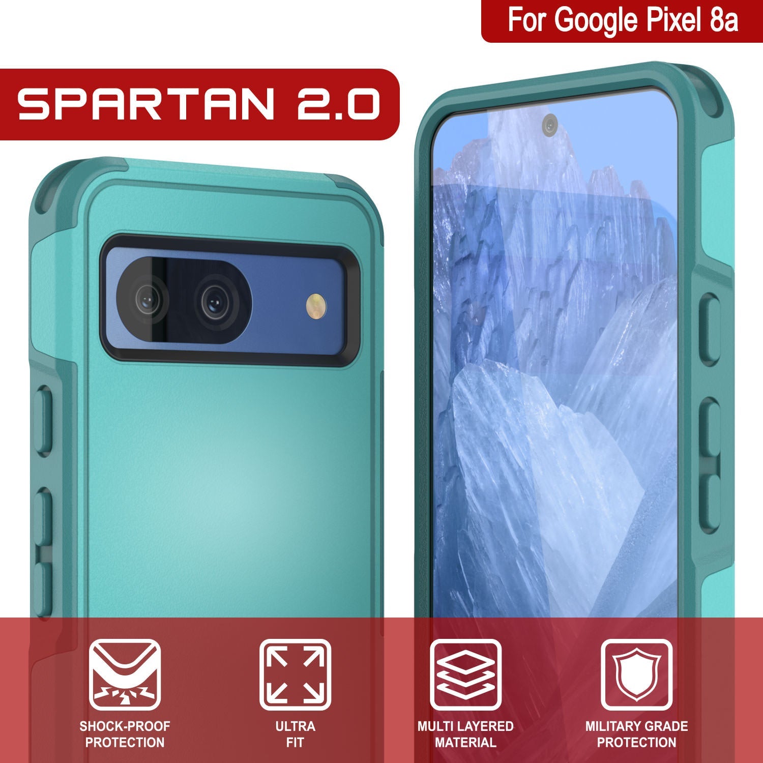 PunkCase Google Pixel 9 Case, [Spartan 2.0 Series] Clear Rugged Heavy Duty Cover W/Built in Screen Protector [Blue]