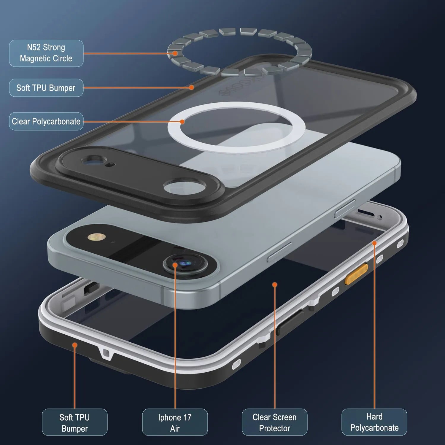 iPhone 17 Air Waterproof IP68 Case, Punkcase [White] [StudStar Series] [Slim Fit] [Dirtproof]