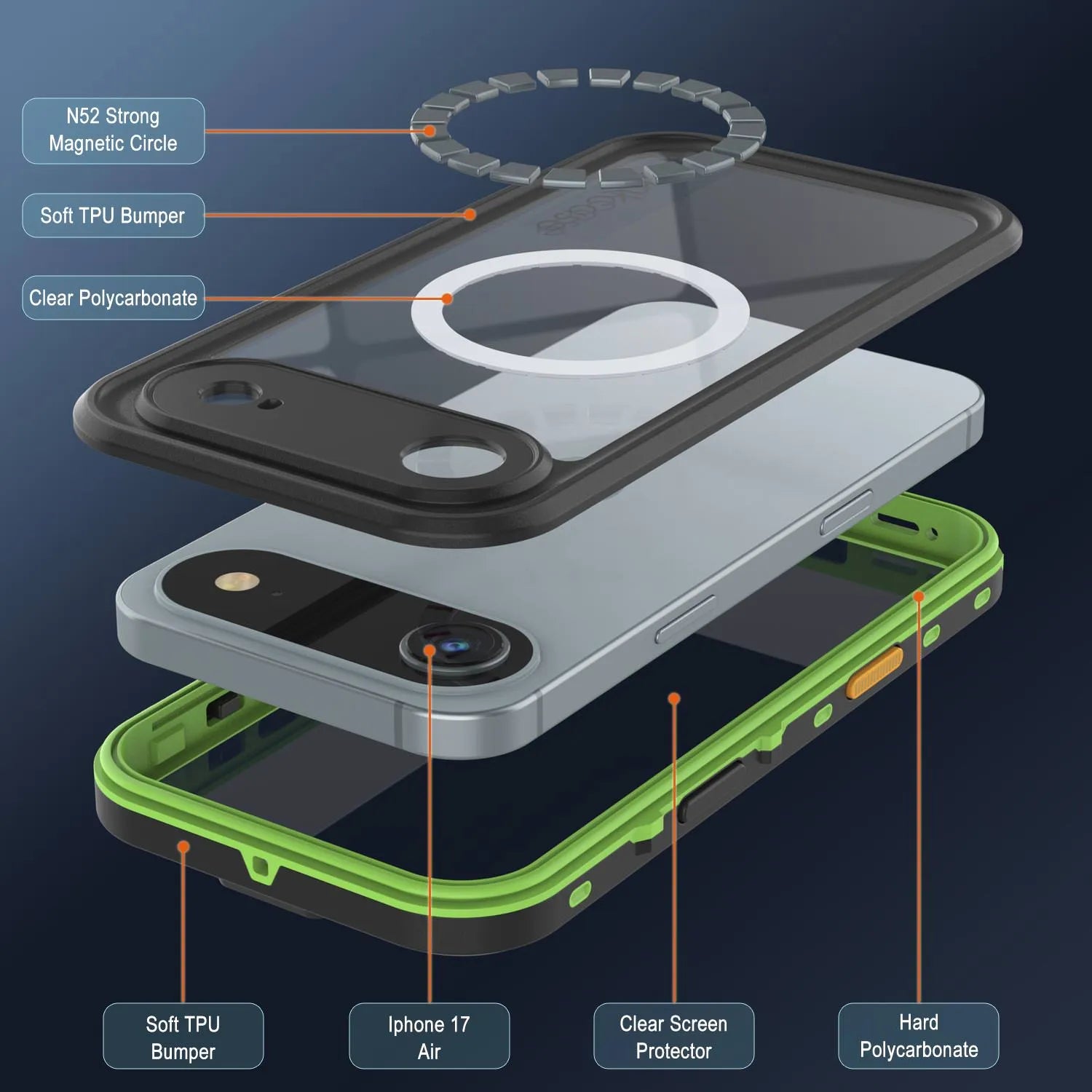 iPhone 17 Air Waterproof IP68 Case, Punkcase [Light green] [StudStar Series] [Slim Fit] [Dirtproof]