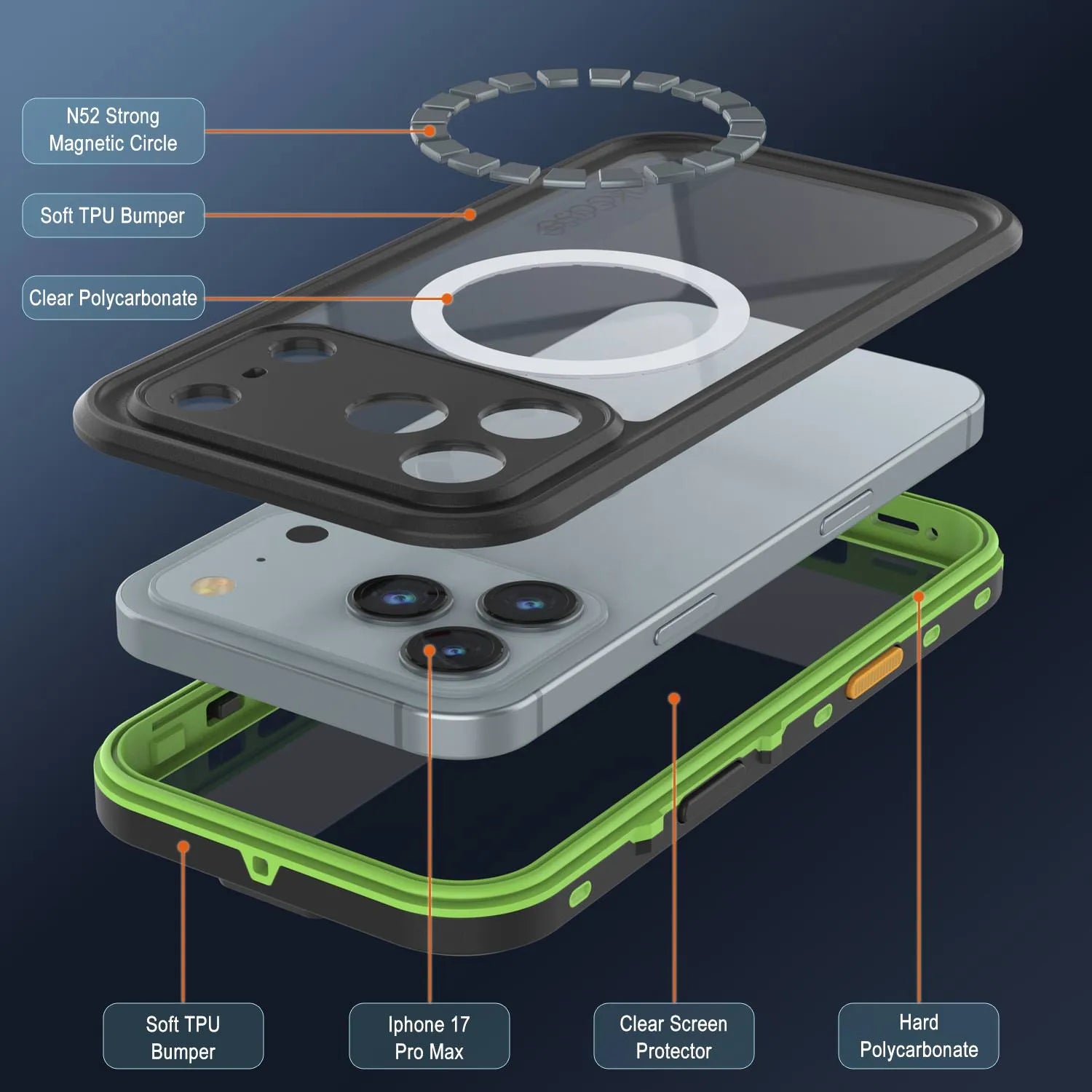 iPhone 17 Pro Max Waterproof IP68 Case, Punkcase [Light green] [StudStar Series] [Slim Fit] [Dirtproof]