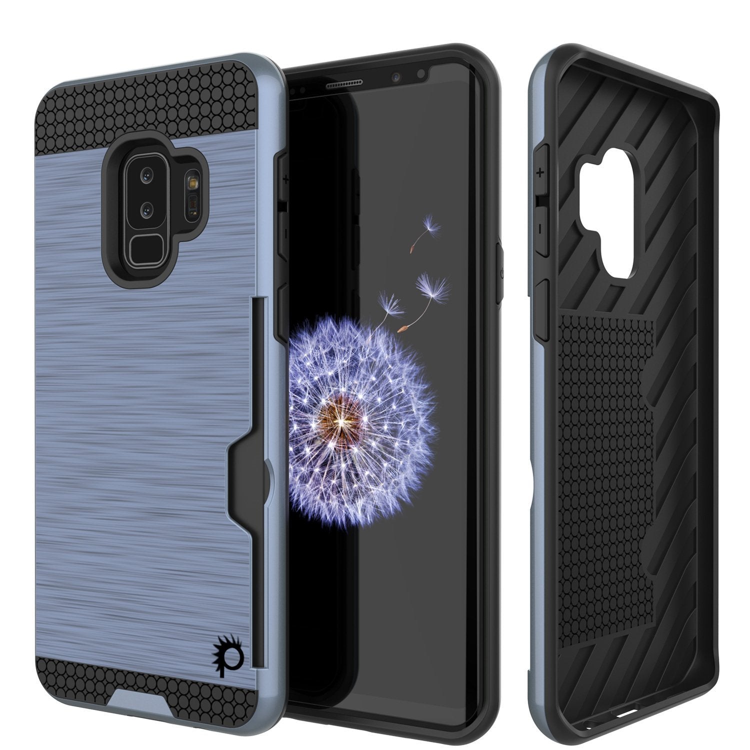 Galaxy S9 Plus Case, PUNKcase [SLOT Series] [Slim Fit] Dual-Layer Armor Cover w/Integrated Anti-Shock System, Credit Card Slot [Black]