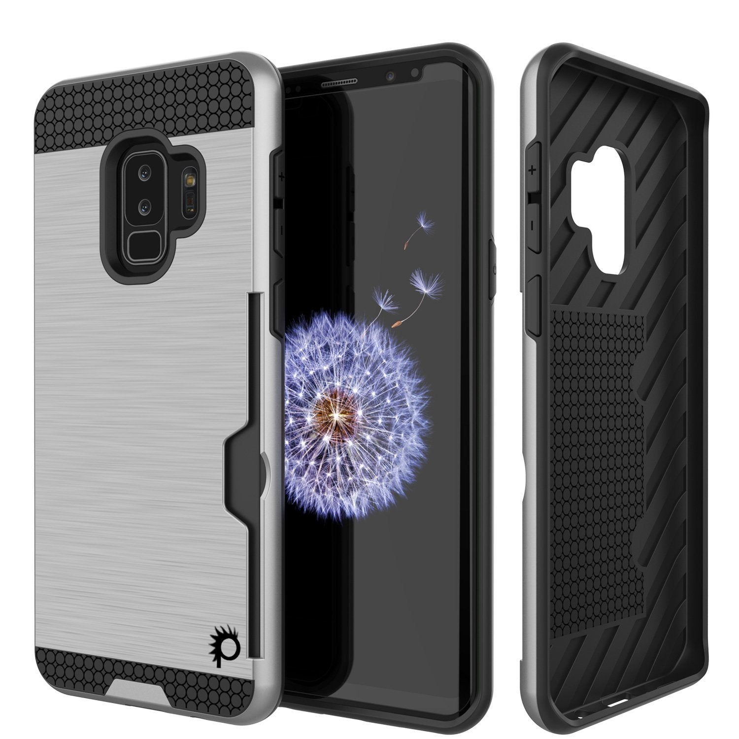 Galaxy S9 Plus Case, PUNKcase [SLOT Series] [Slim Fit] Dual-Layer Armor Cover w/Integrated Anti-Shock System, Credit Card Slot & Screen Protector [White]