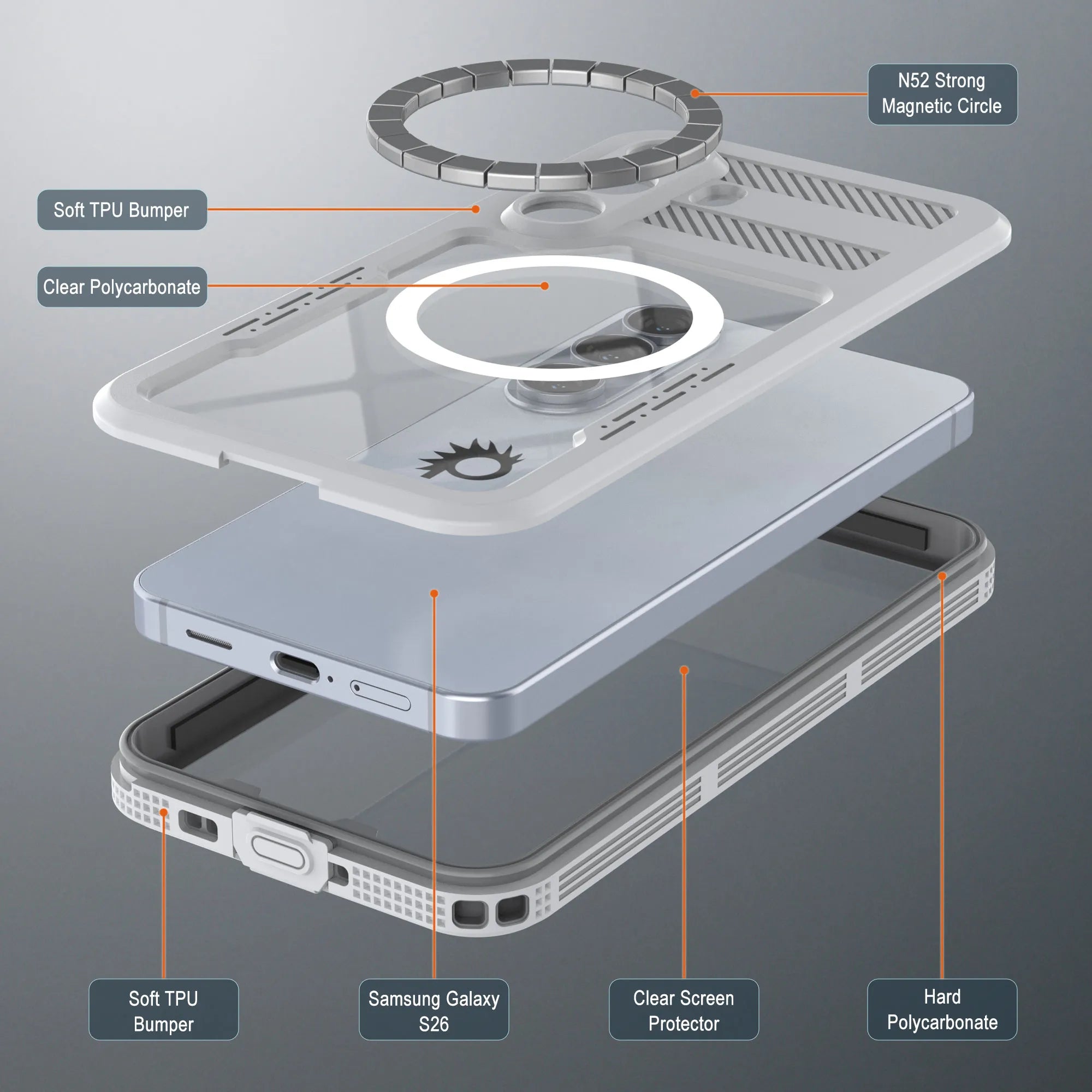 Galaxy S26 Waterproof Case [Alpine 2.0 Series] [Slim Fit] [IP68 Certified] [Shockproof] [White]