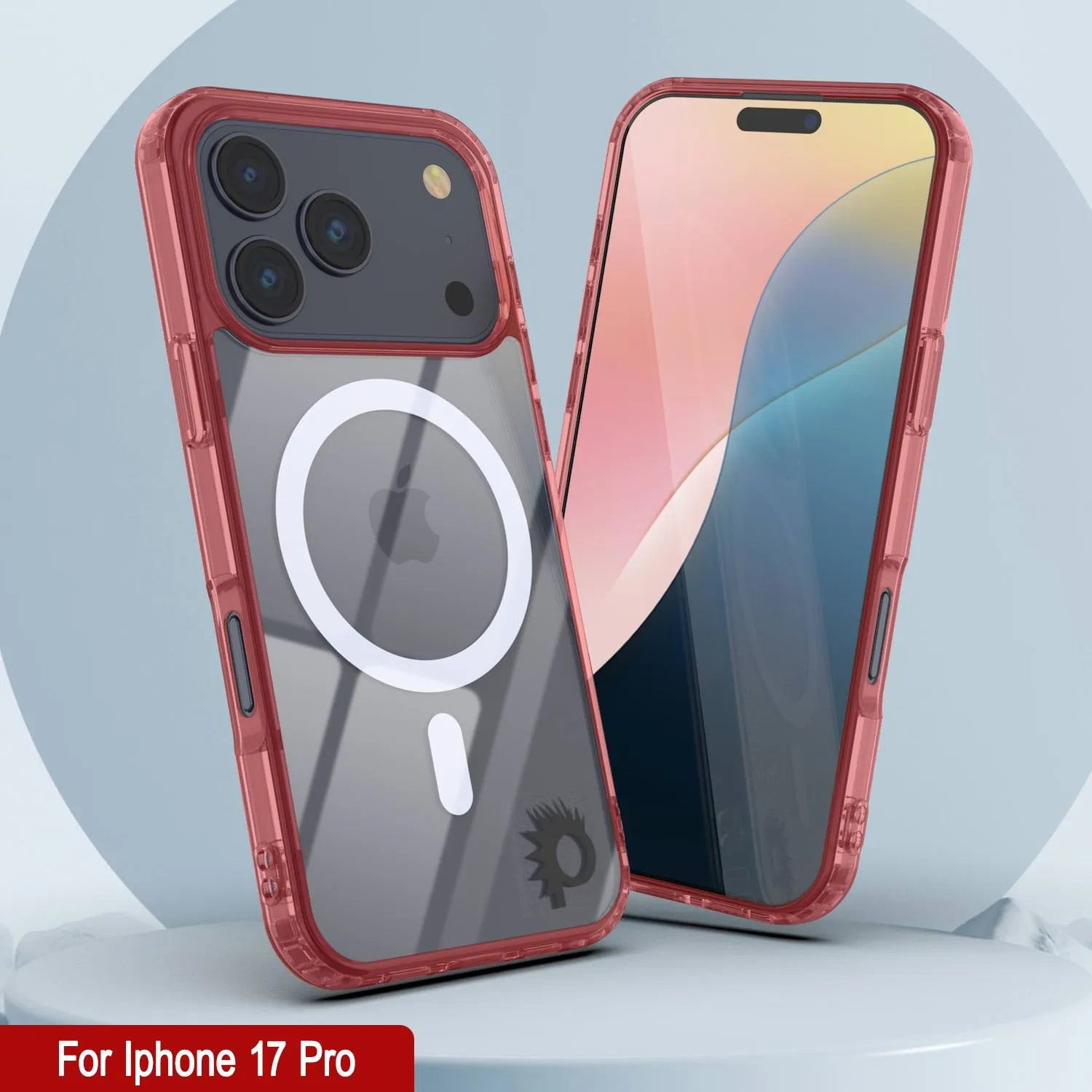 Punkcase iPhone 17 Pro Magnetic Wireless Charging Case [ClearMag Series][Red]