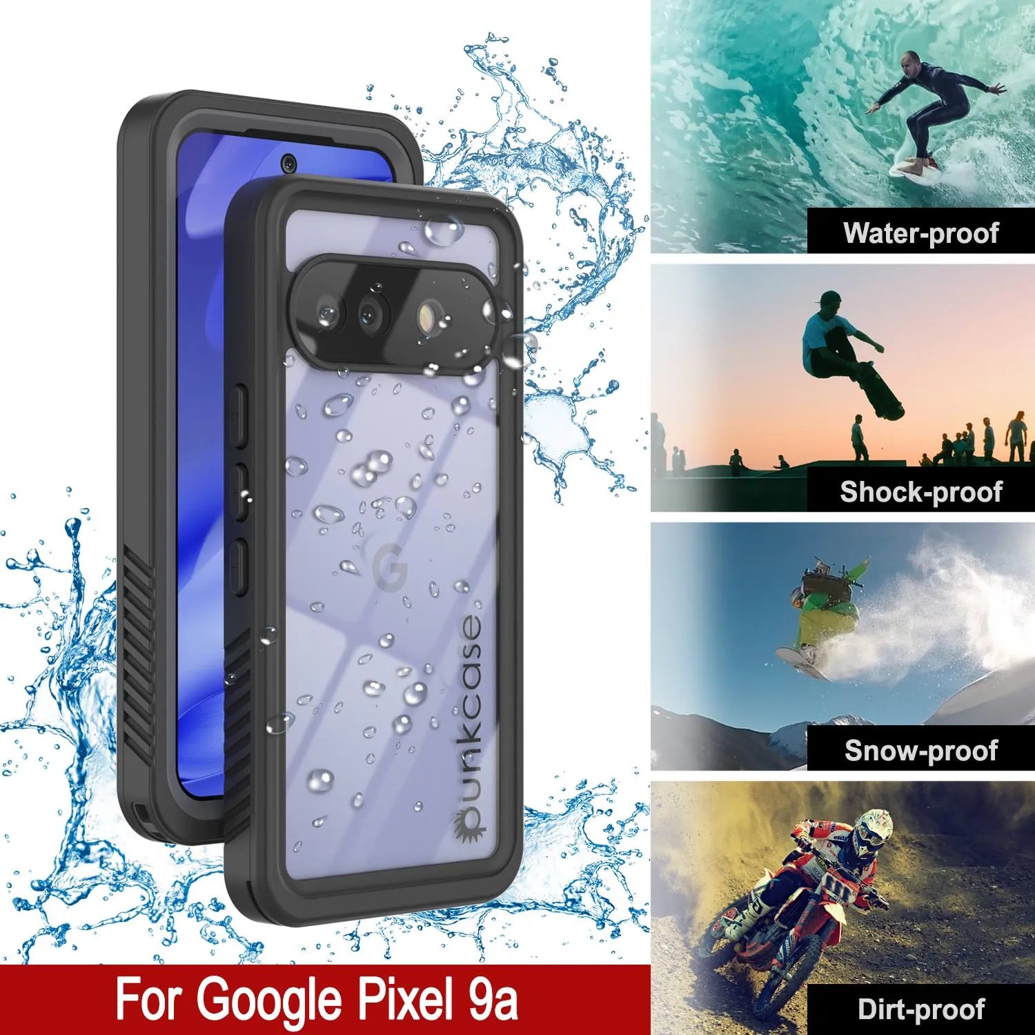 Google Pixel 9a Waterproof Case, Punkcase [Extreme Series] Armor Cover W/ Built In Screen Protector [Navy Blue]