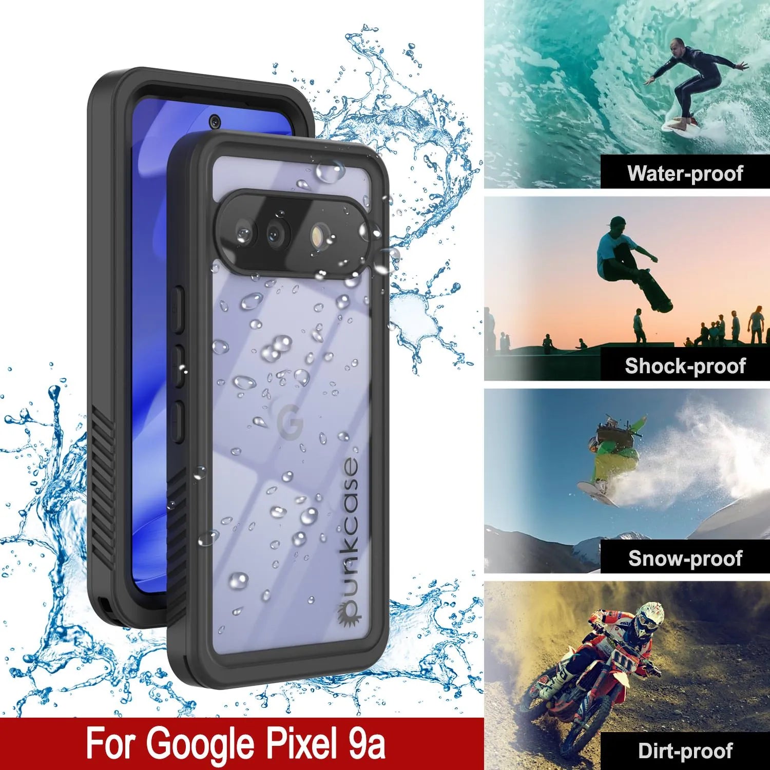 Google Pixel 9a Waterproof Case, Punkcase [Extreme Series] Armor Cover W/ Built In Screen Protector [Black]