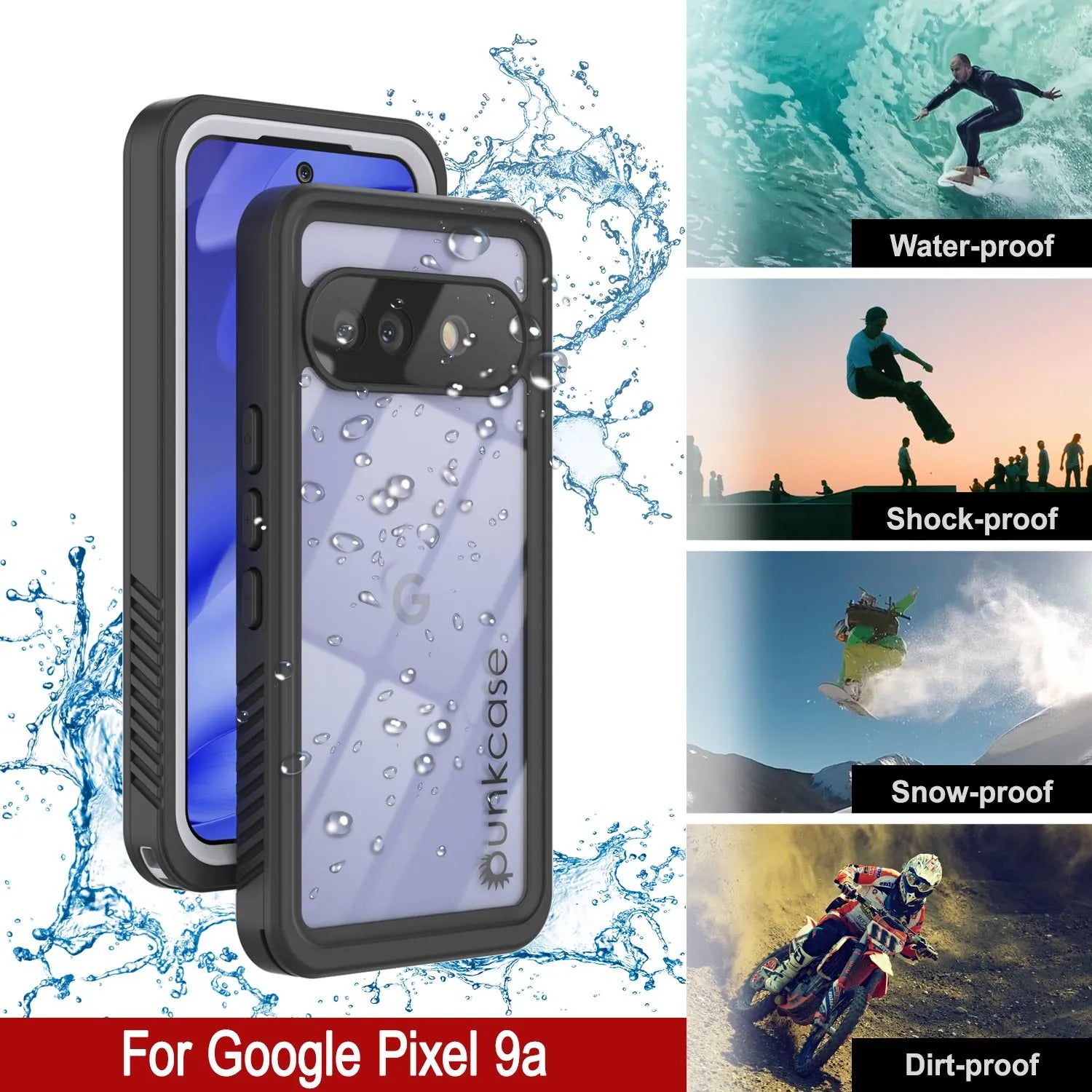 Google Pixel 9a Waterproof Case, Punkcase [Extreme Series] Armor Cover W/ Built In Screen Protector [White]