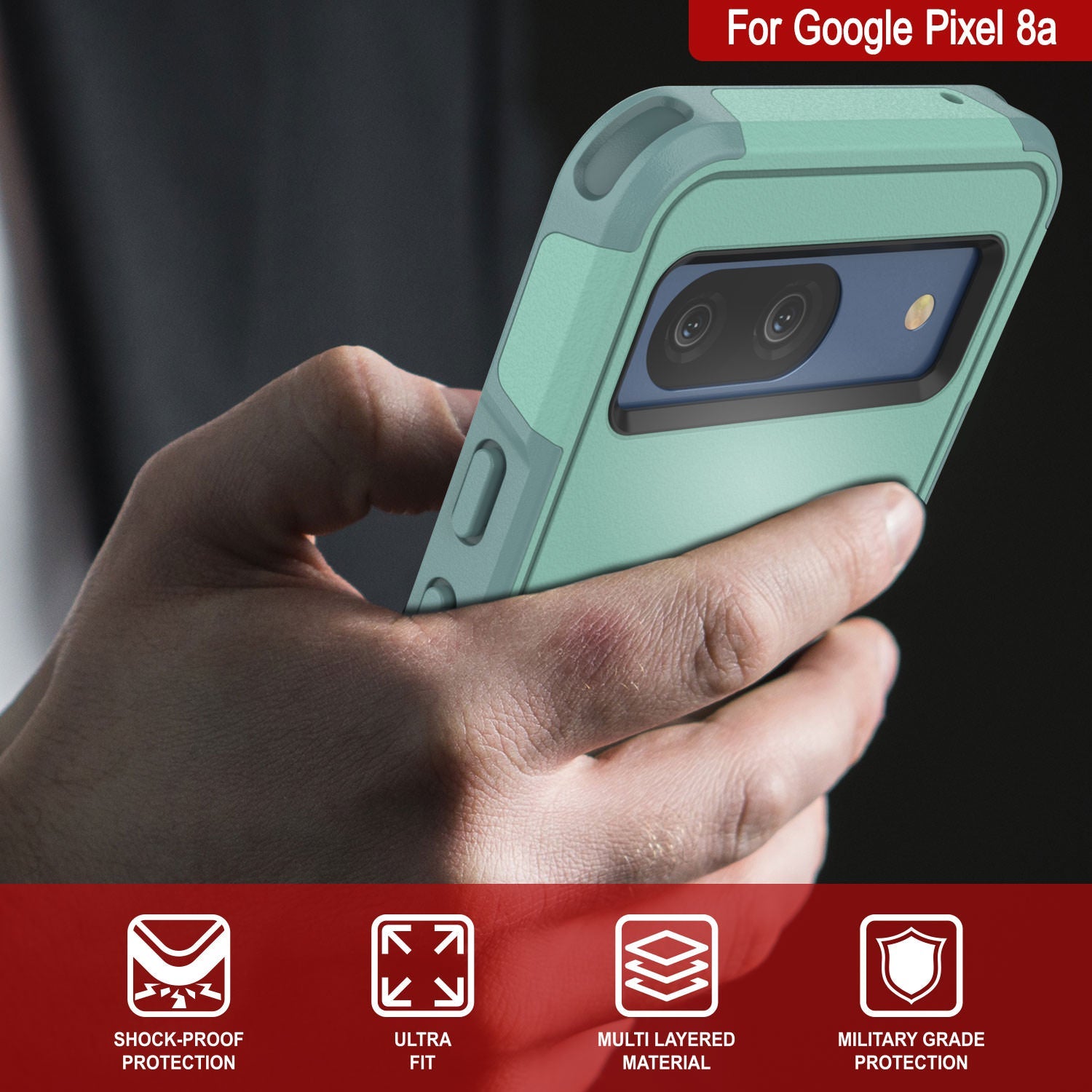 PunkCase Google Pixel 9 Case, [Spartan 2.0 Series] Clear Rugged Heavy Duty Cover W/Built in Screen Protector [Teal]