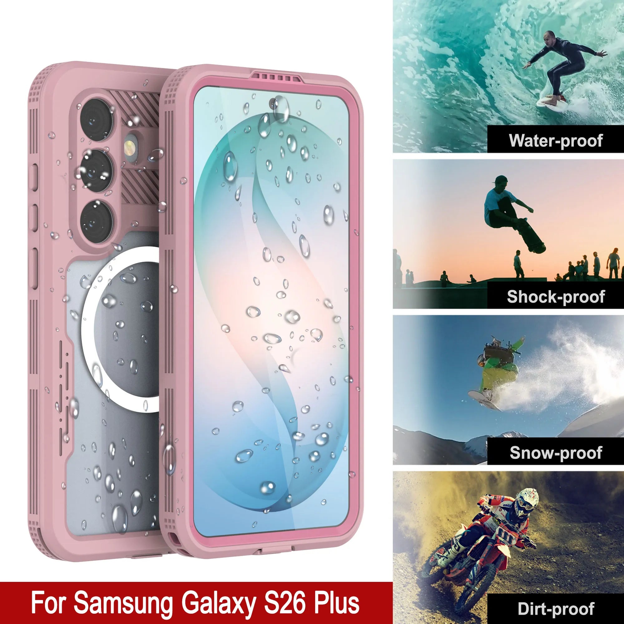 Galaxy S26+ Plus Waterproof Case [Alpine 2.0 Series] [Slim Fit] [IP68 Certified] [Shockproof] [Pink]