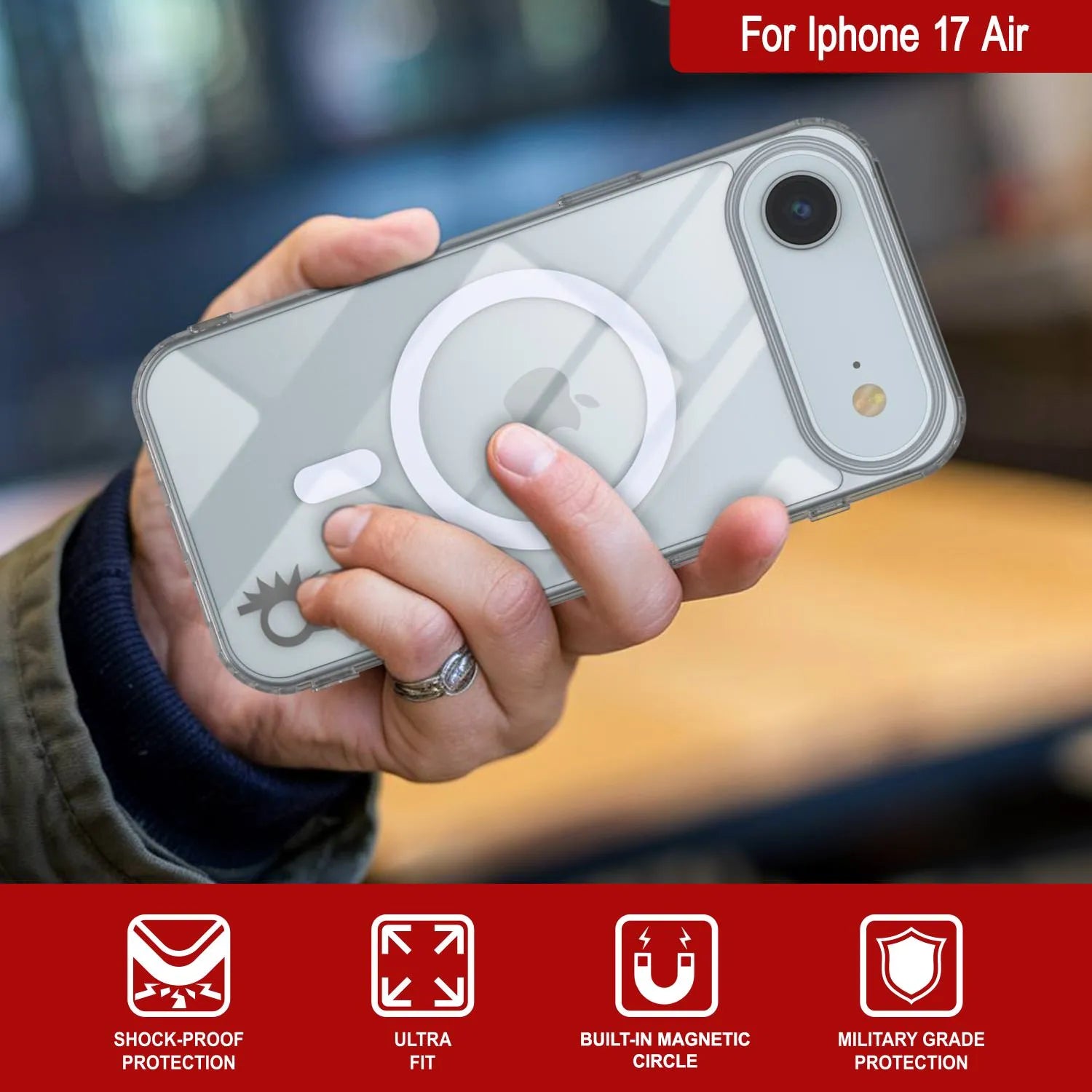 Punkcase iPhone 17 Air Magnetic Wireless Charging Case [ClearMag Series][Clear]