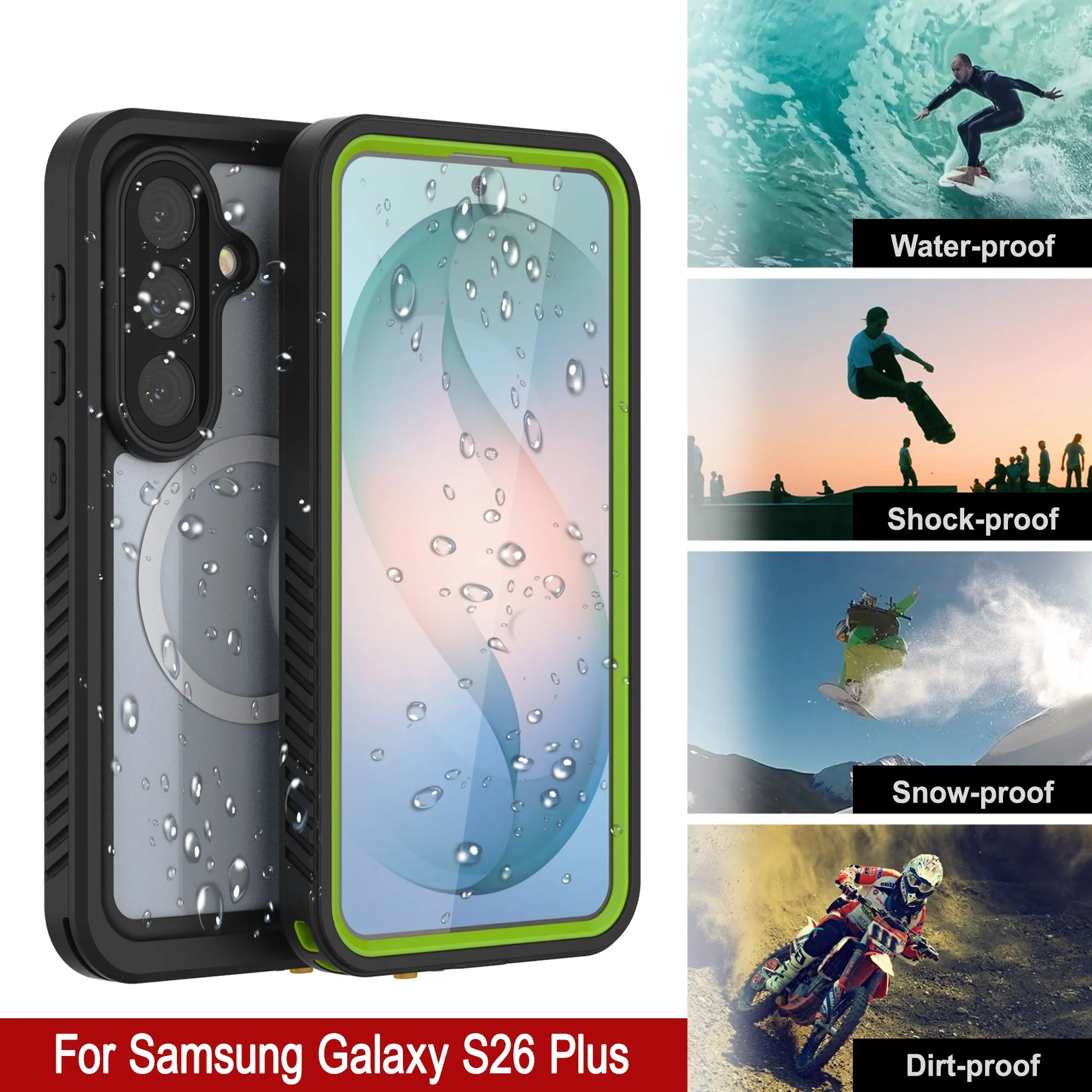 Galaxy S26 Plus Waterproof Case, Punkcase [Extreme Mag Series] Armor Cover W/ Built In Screen Protector [Green]