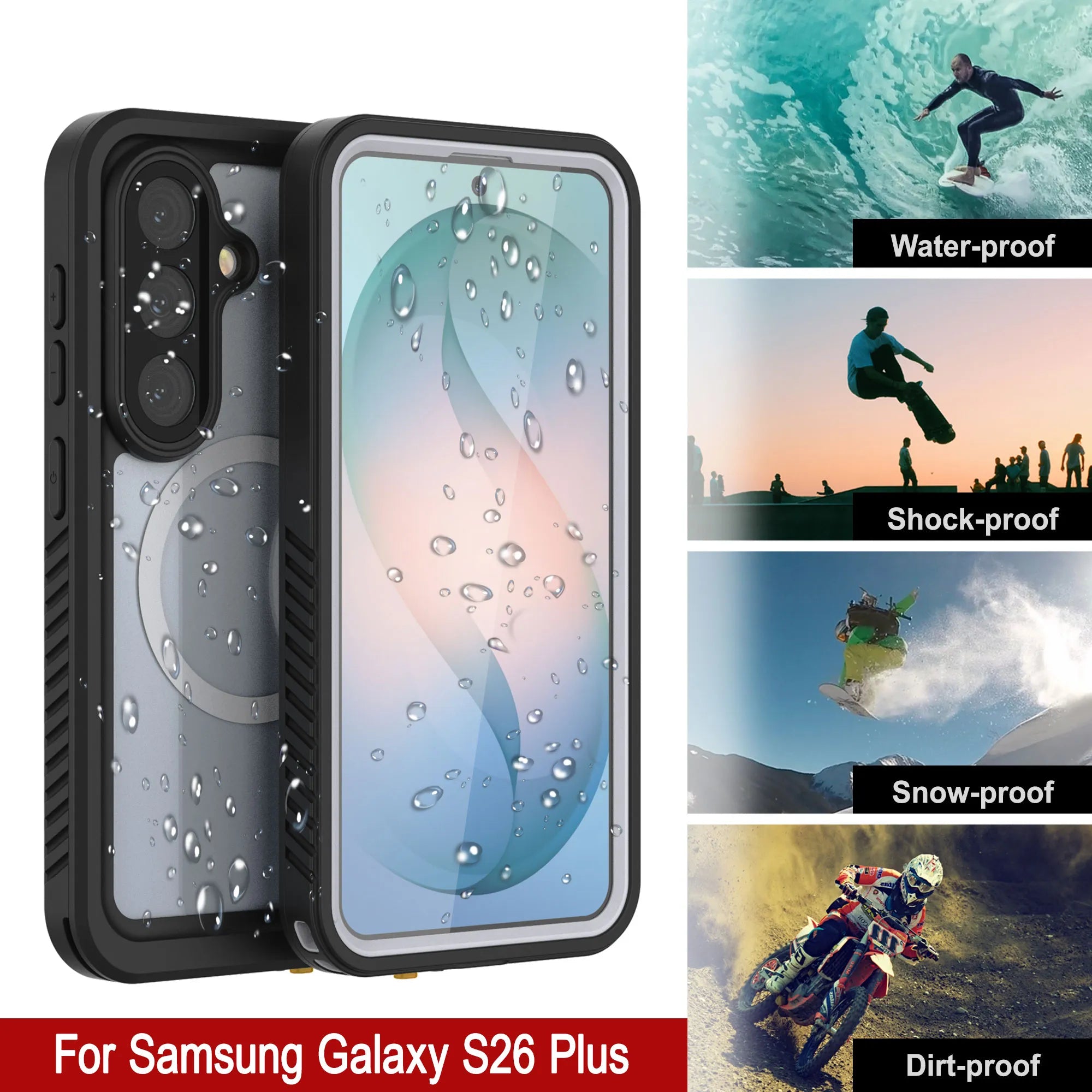 Galaxy S26 Plus Waterproof Case, Punkcase [Extreme Mag Series] Armor Cover W/ Built In Screen Protector [White]