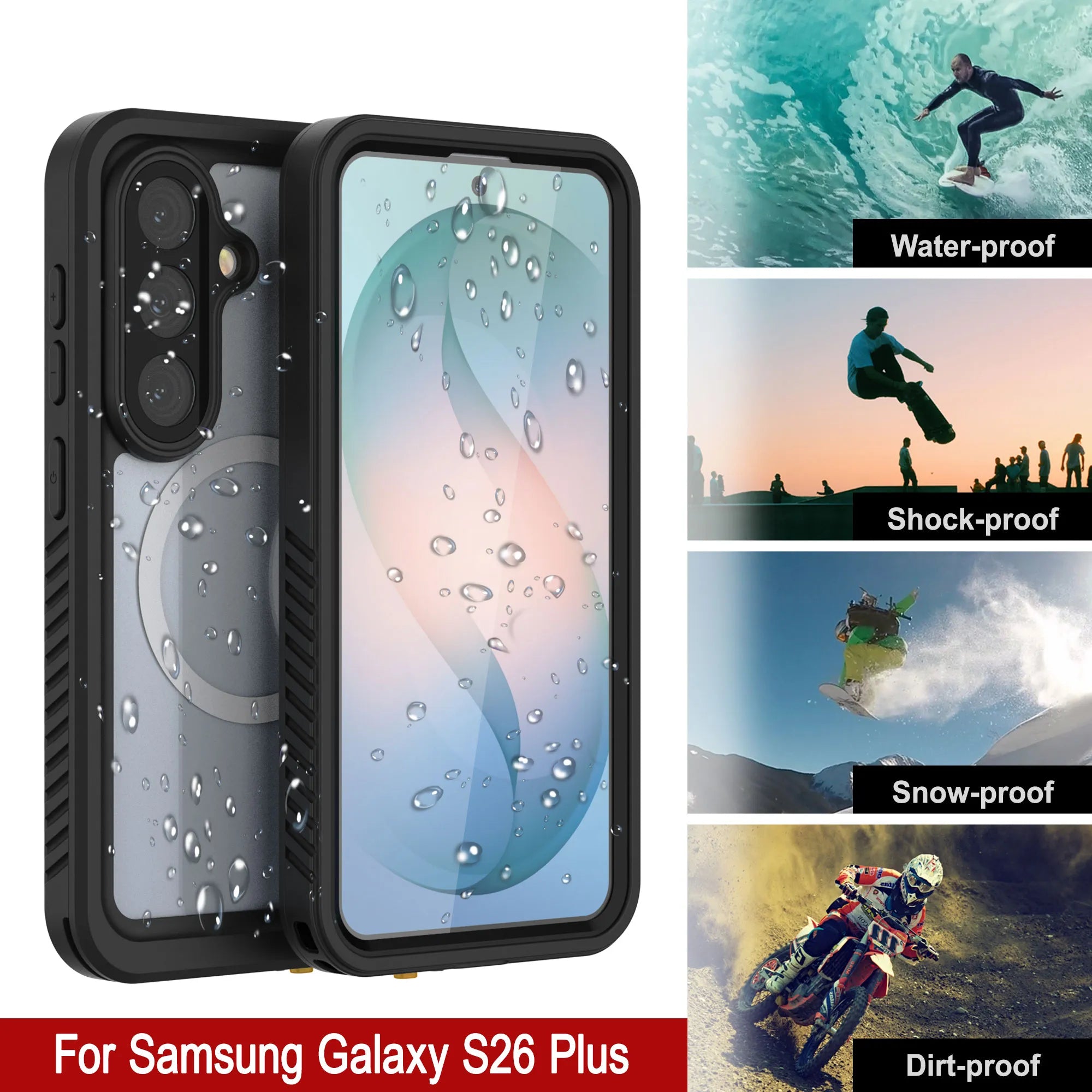 Galaxy S26 Plus Waterproof Case, Punkcase [Extreme Mag Series] Armor Cover W/ Built In Screen Protector [Black]