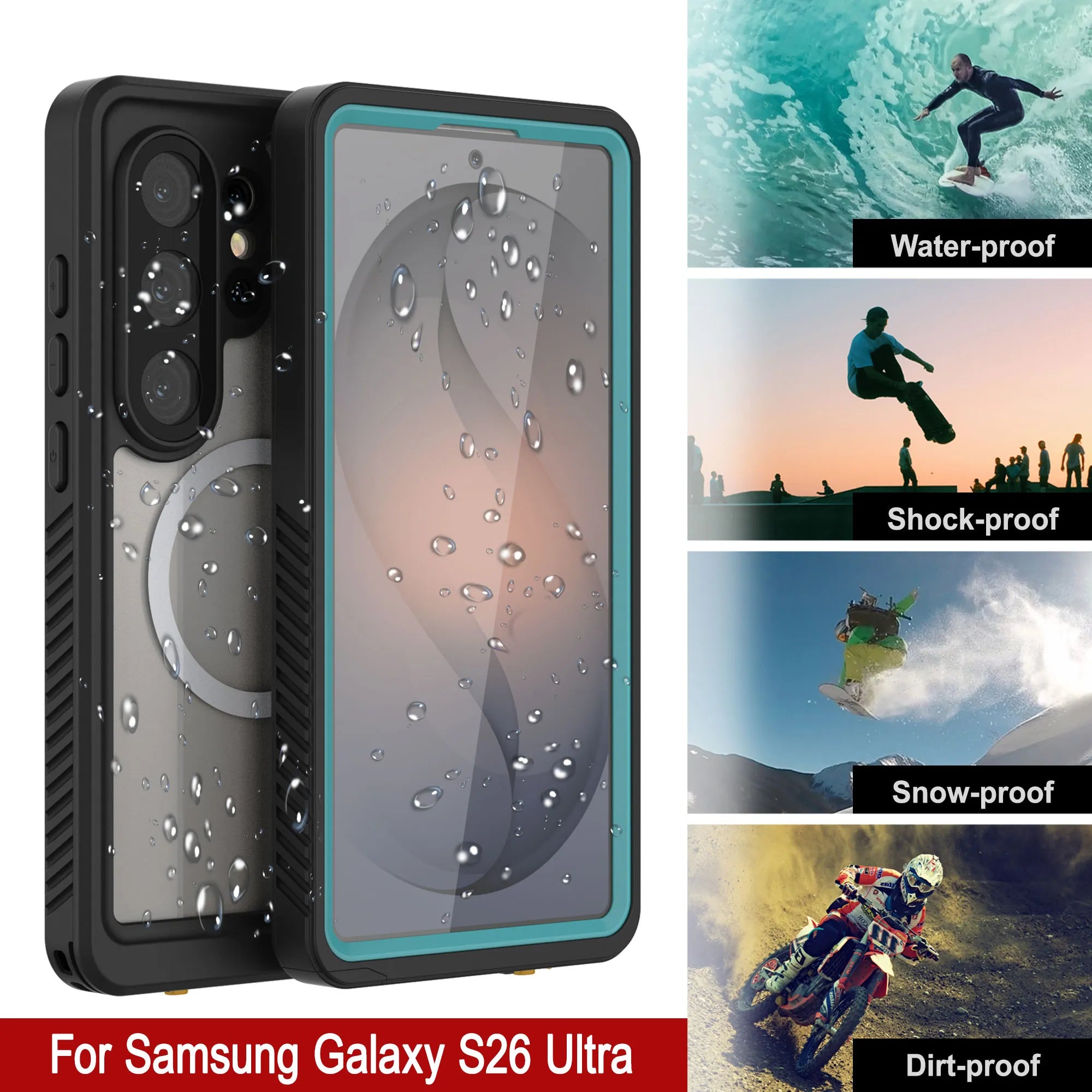 Galaxy S26 Ultra Waterproof Case, Punkcase [Extreme Mag Series] Armor Cover W/ Built In Screen Protector [Teal]